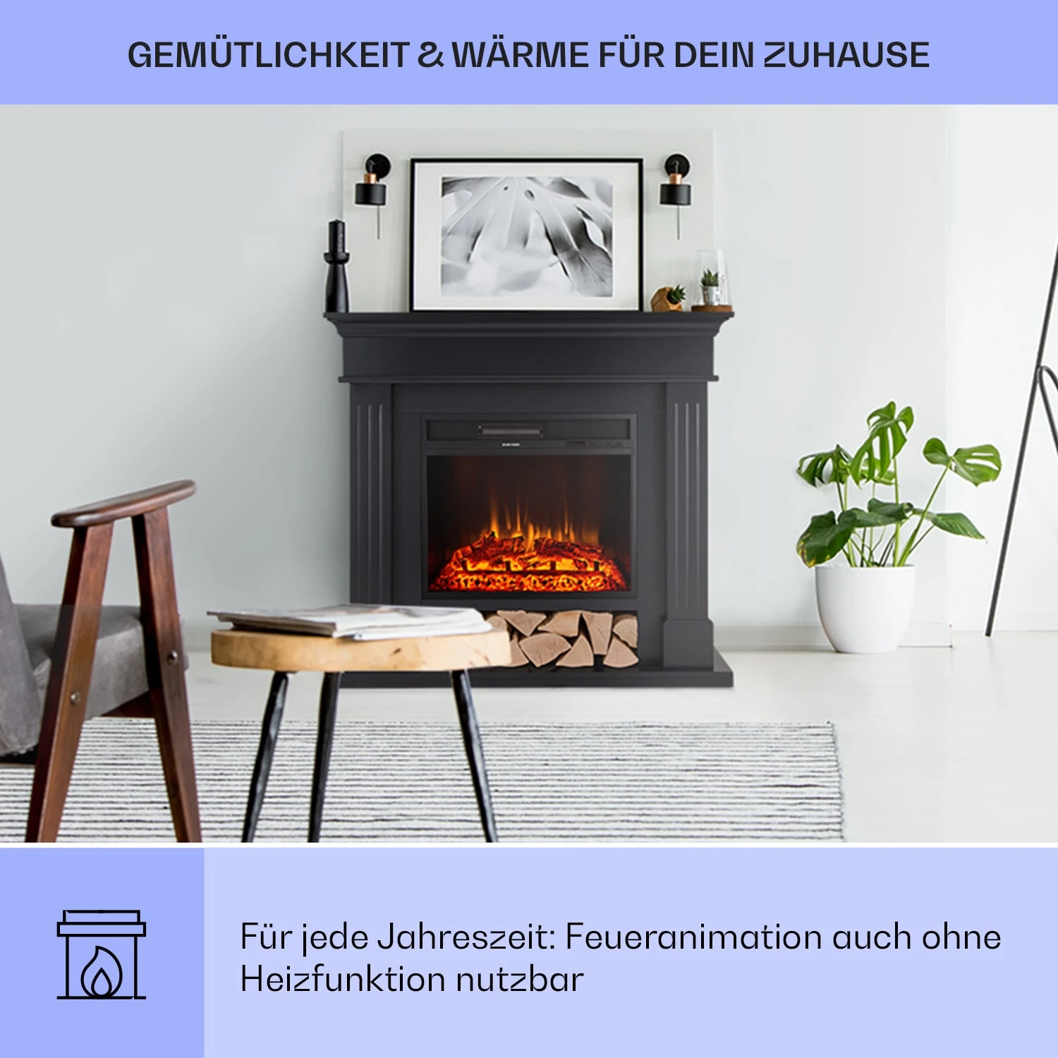 Las Pilas Elektrokamin Heizlüfter 900/1800W Wochentimer Fernbedienung – Bild 4
