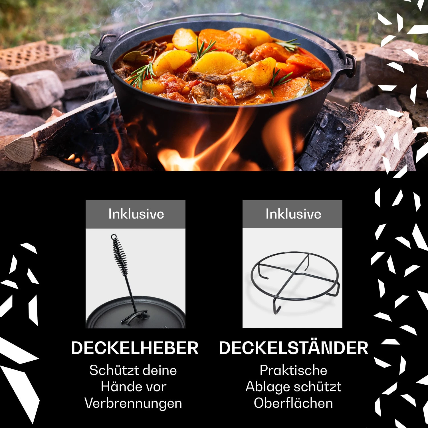 Guernsey Premium Dutch Oven 12.0 BBQ-Topf Gusseisen Voreingebrannt Größe XL / 12 Qt – Bild 2