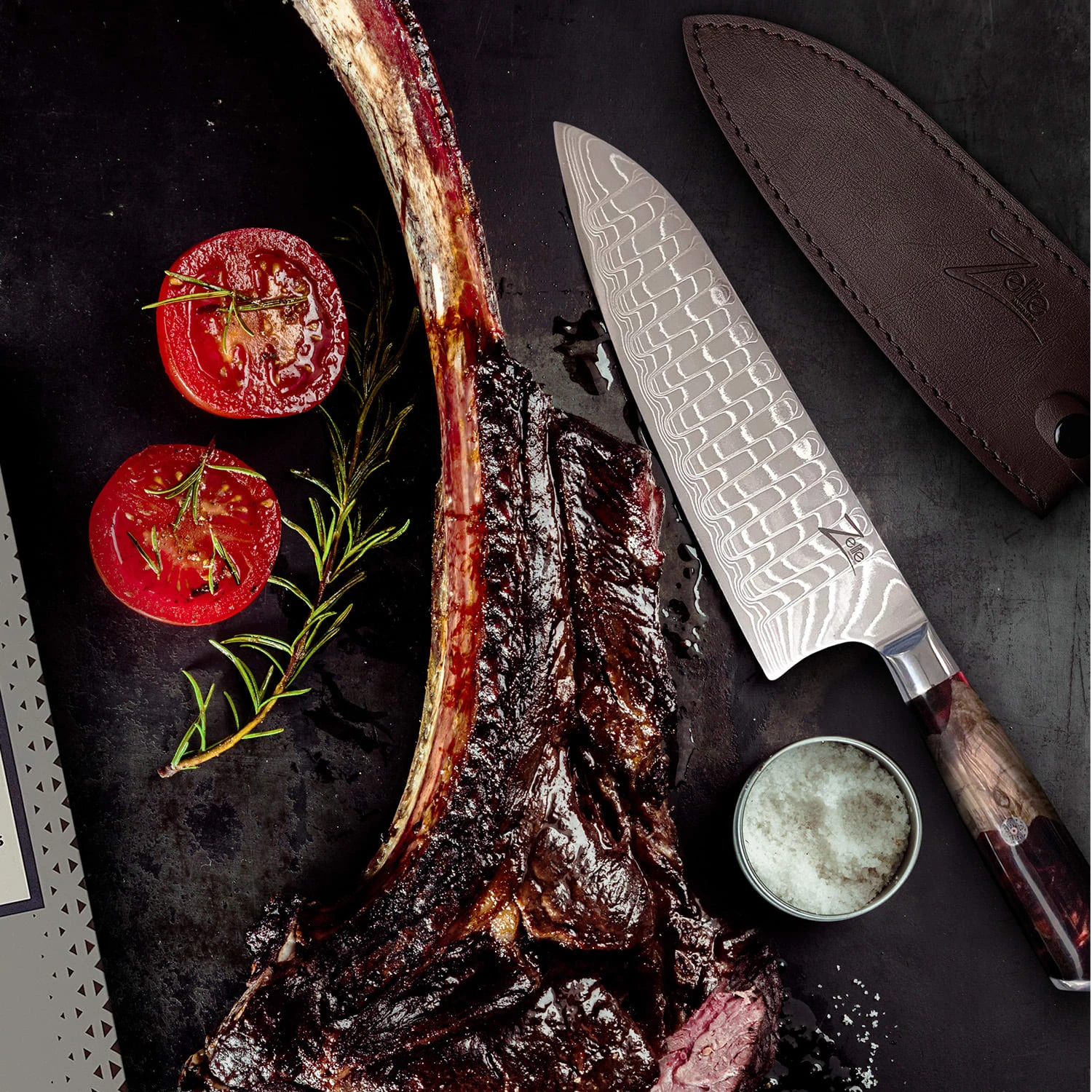 Infinity Wave 8" Kochmesser 61 HRC Damaszenerstahl – Bild 2