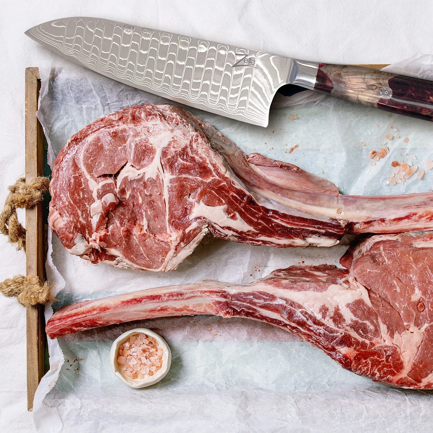 Infinity Wave 8" Kochmesser 61 HRC Damaszenerstahl – Bild 4