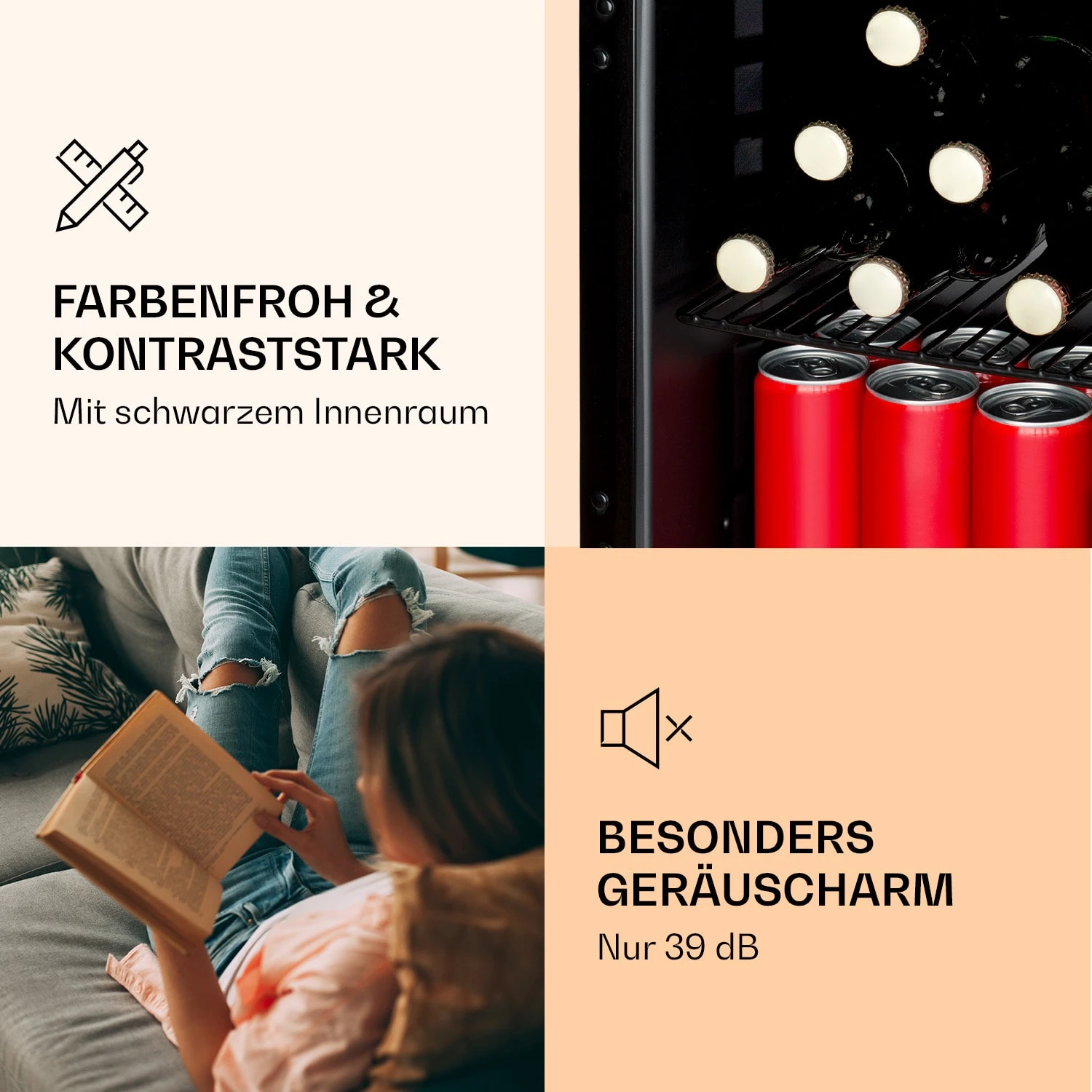 PopLife Getränkekühler Kühlschrank 0-10°C Retro-Design – Bild 6