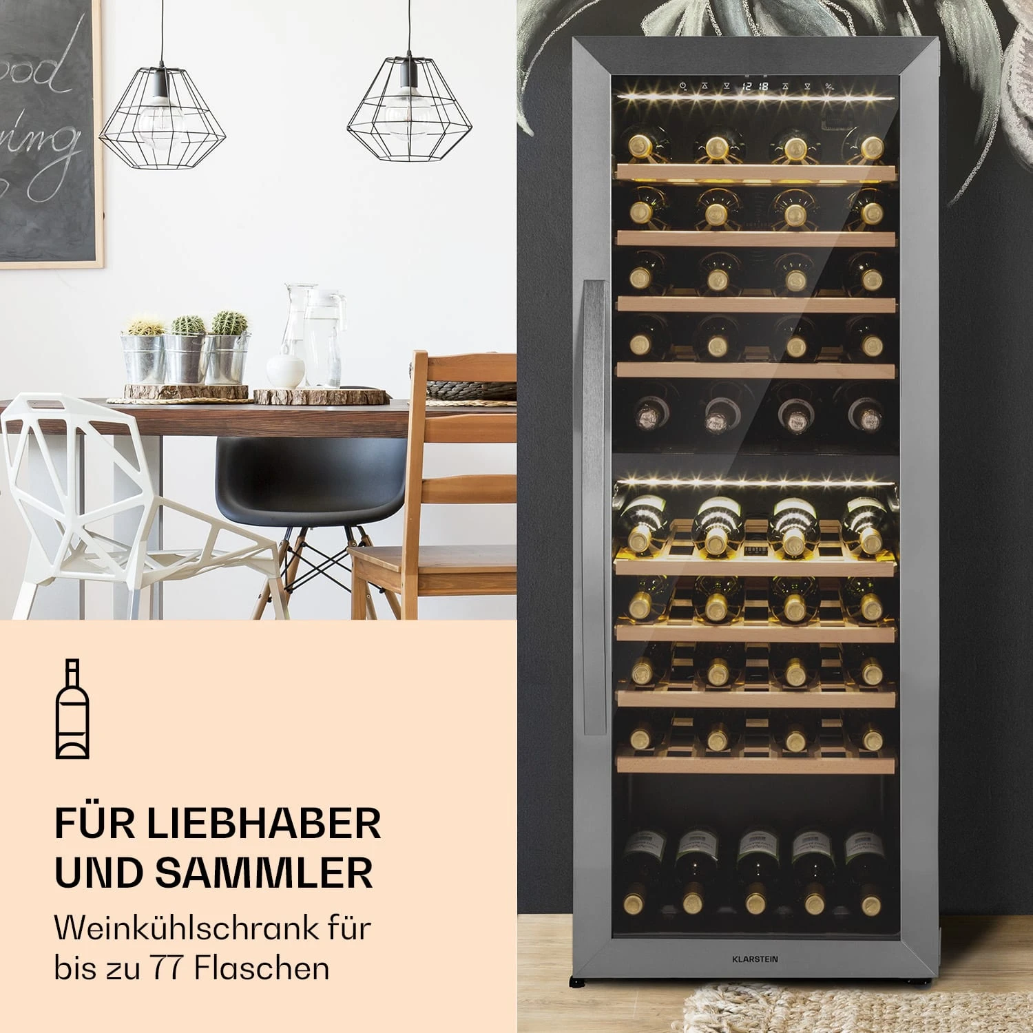 Klarstein Vinamour 77 Duo Weinkühlschrank 191 Liter 5 - 20 °C 2 Kühlzonen – Bild 2