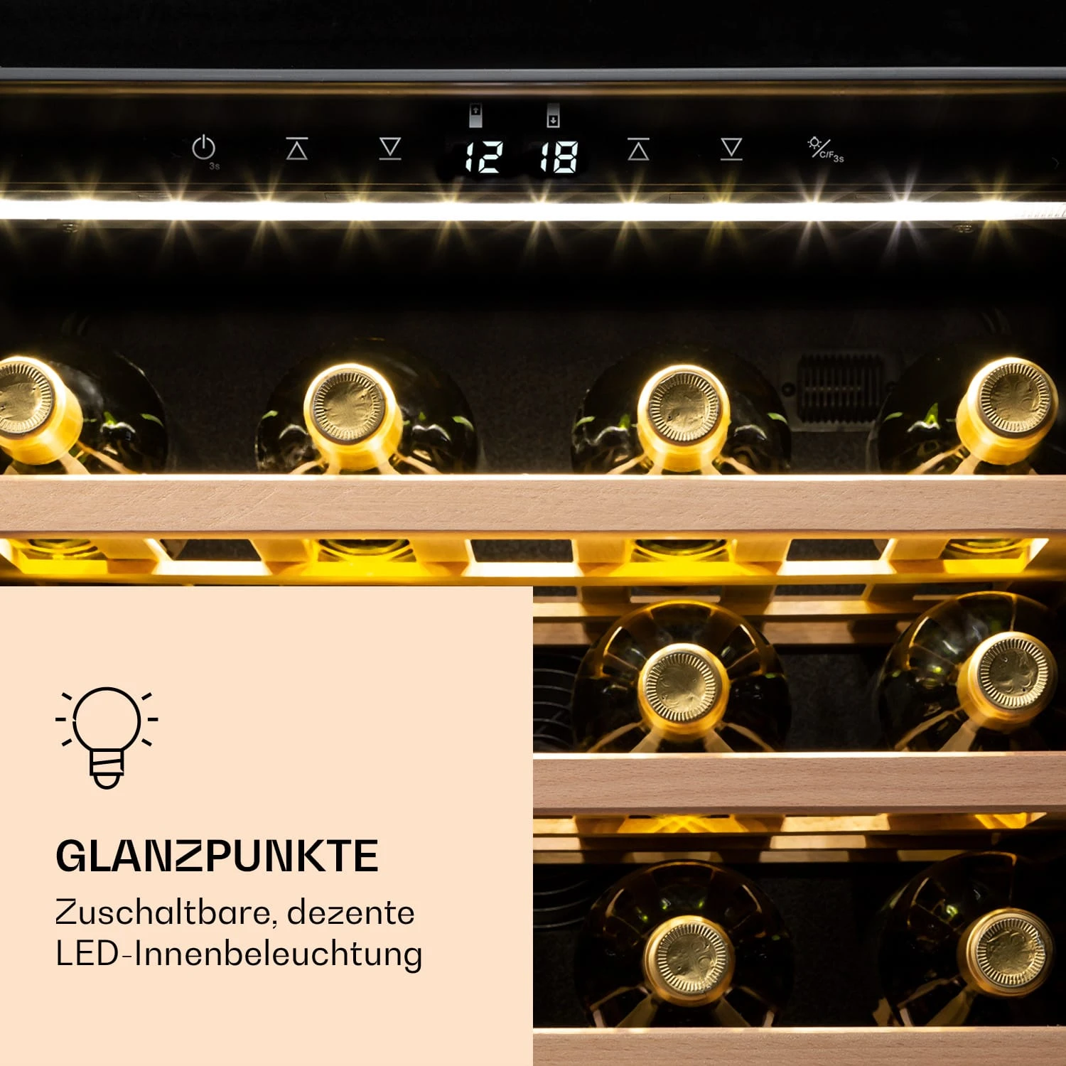 Klarstein Vinamour 77 Duo Weinkühlschrank 191 Liter 5 - 20 °C 2 Kühlzonen – Bild 6