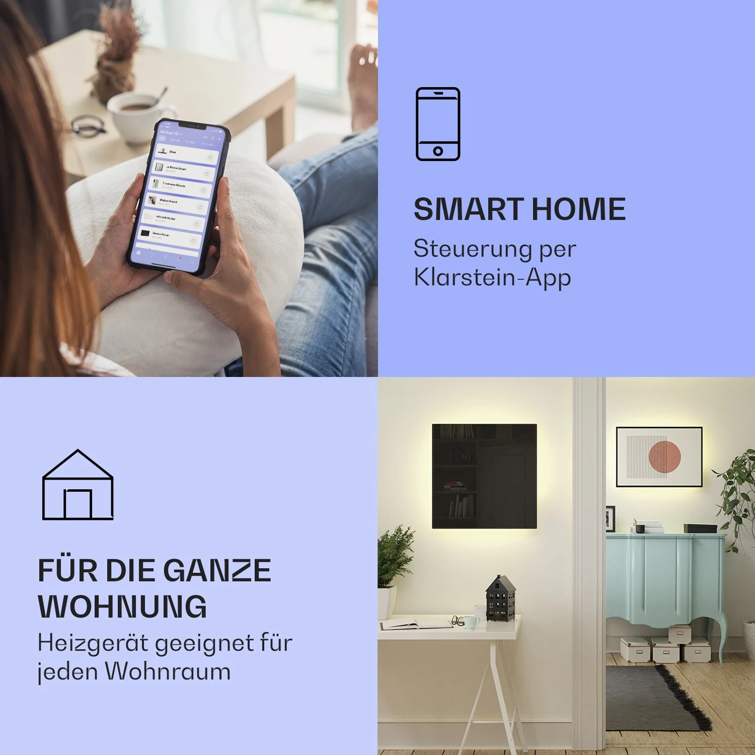 Mojave 500 Smart 2-in-1 Heizgerät Infrarot Konvektor 60x60cm 500W RGB-Licht – Bild 2