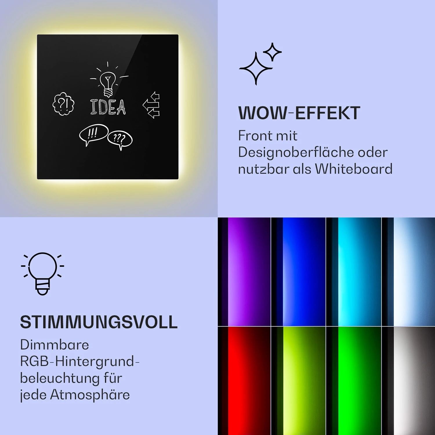 Mojave 500 Smart 2-in-1 Heizgerät Infrarot Konvektor 60x60cm 500W RGB-Licht – Bild 3