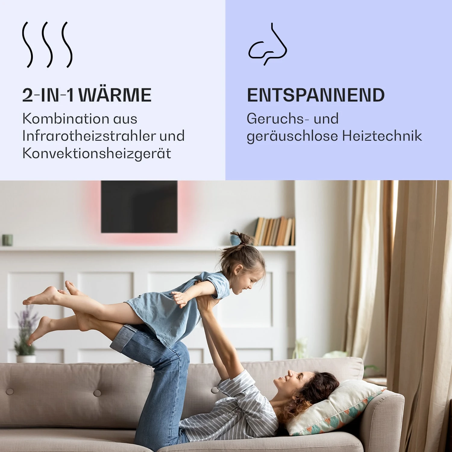 Mojave 500 Smart 2-in-1 Heizgerät Infrarot Konvektor 60x60cm 500W RGB-Licht – Bild 4