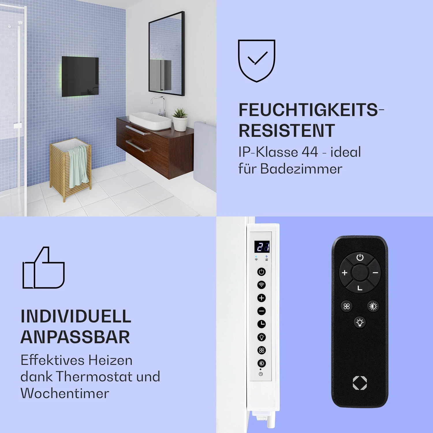 Mojave 500 Smart 2-in-1 Heizgerät Infrarot Konvektor 60x60cm 500W RGB-Licht – Bild 6