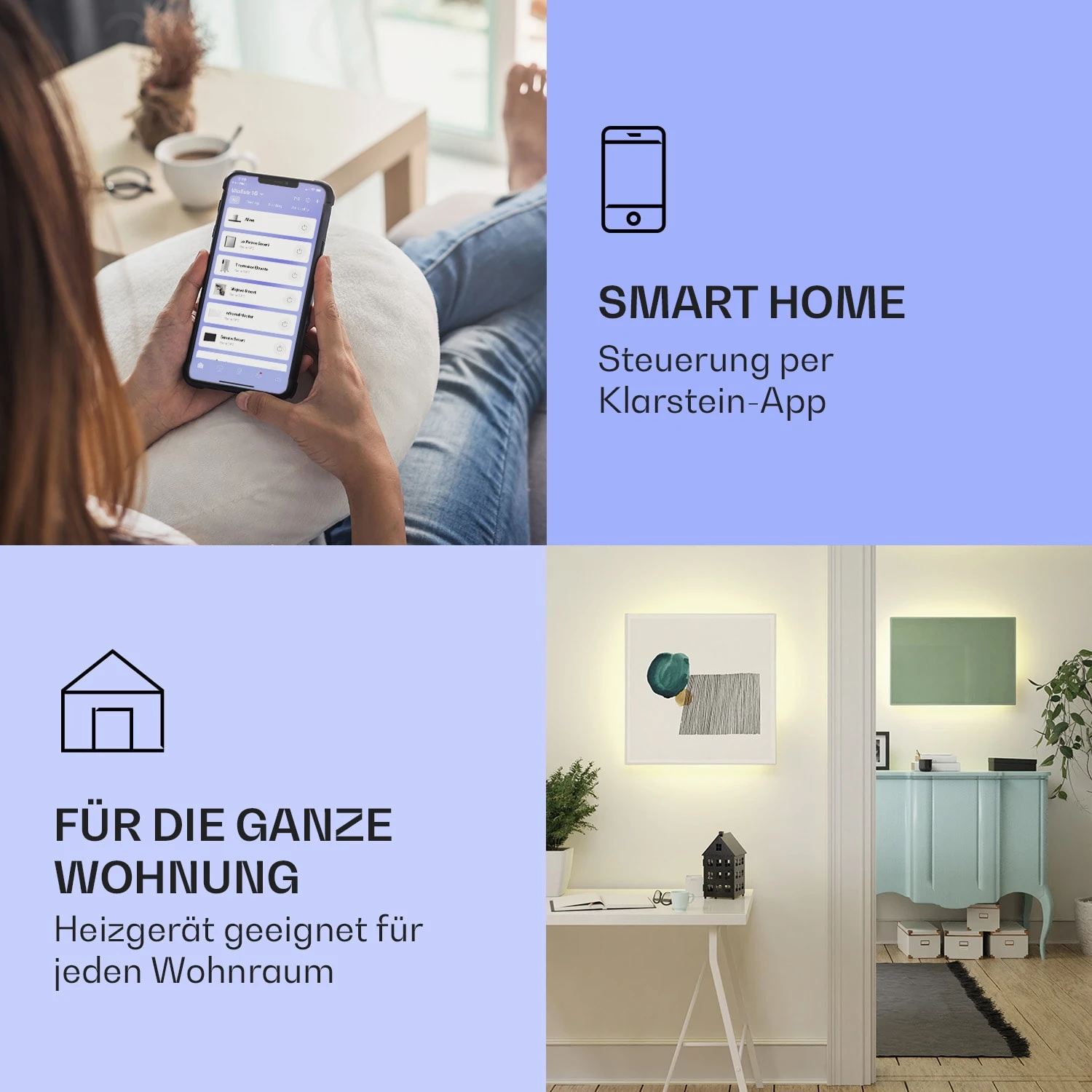 Mojave 750 Smart 2-in-1 Heizgerät Infrarot Konvektor 85x60cm 750W RGB-Licht – Bild 2