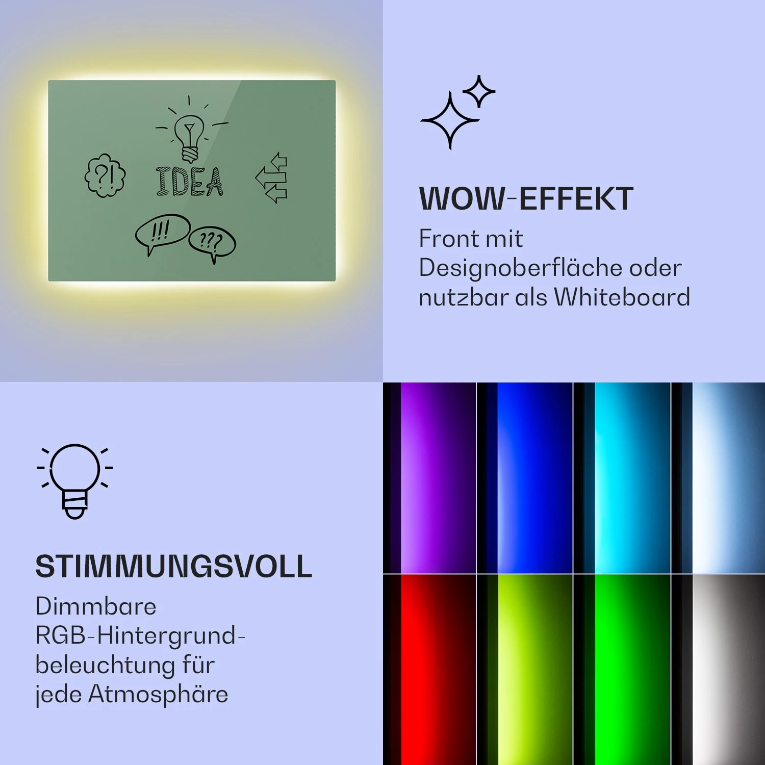 Mojave 750 Smart 2-in-1 Heizgerät Infrarot Konvektor 85x60cm 750W RGB-Licht – Bild 3