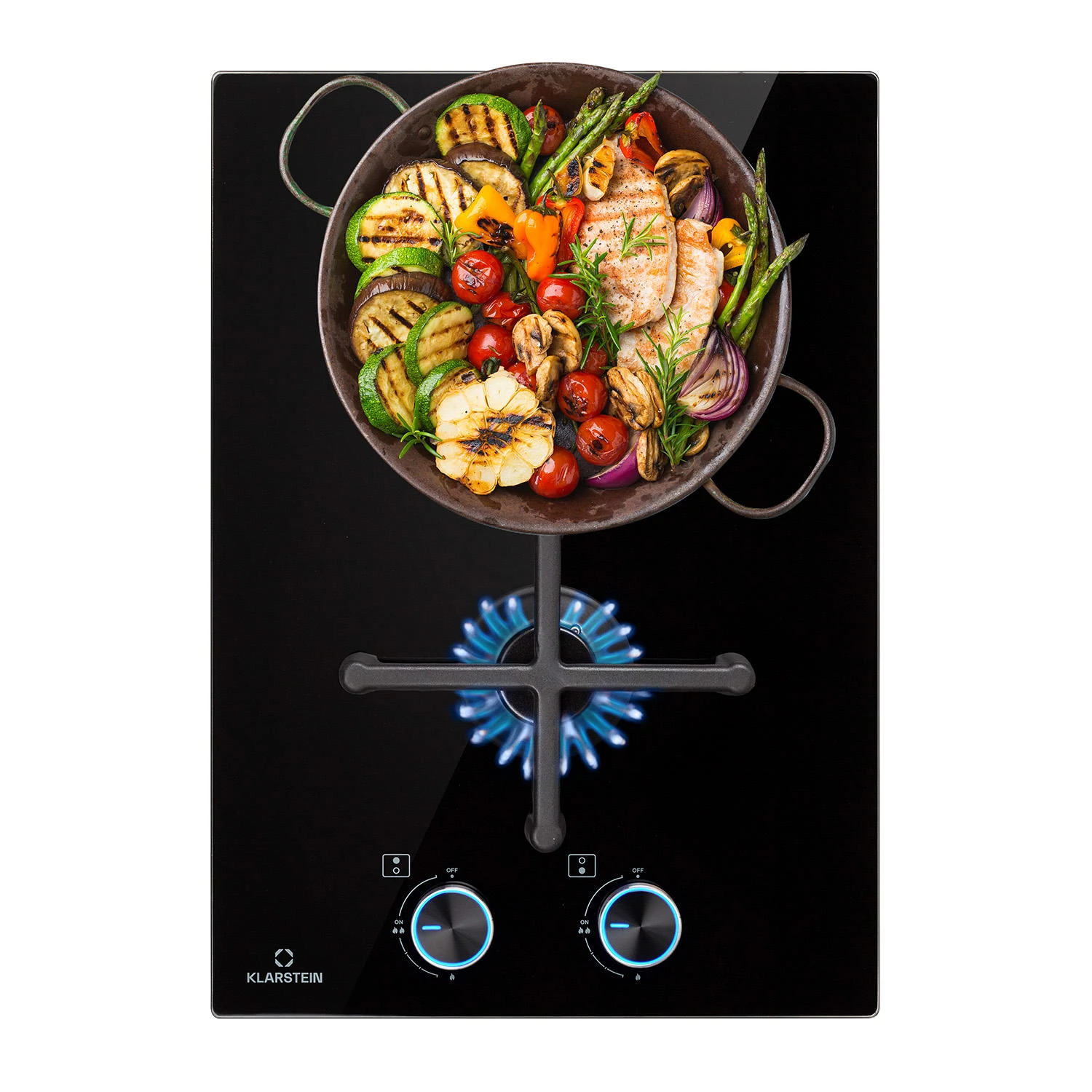 Illuminosa Domino Gaskochfeld 2-flammig Sabaf-Brenner Glaskeramik