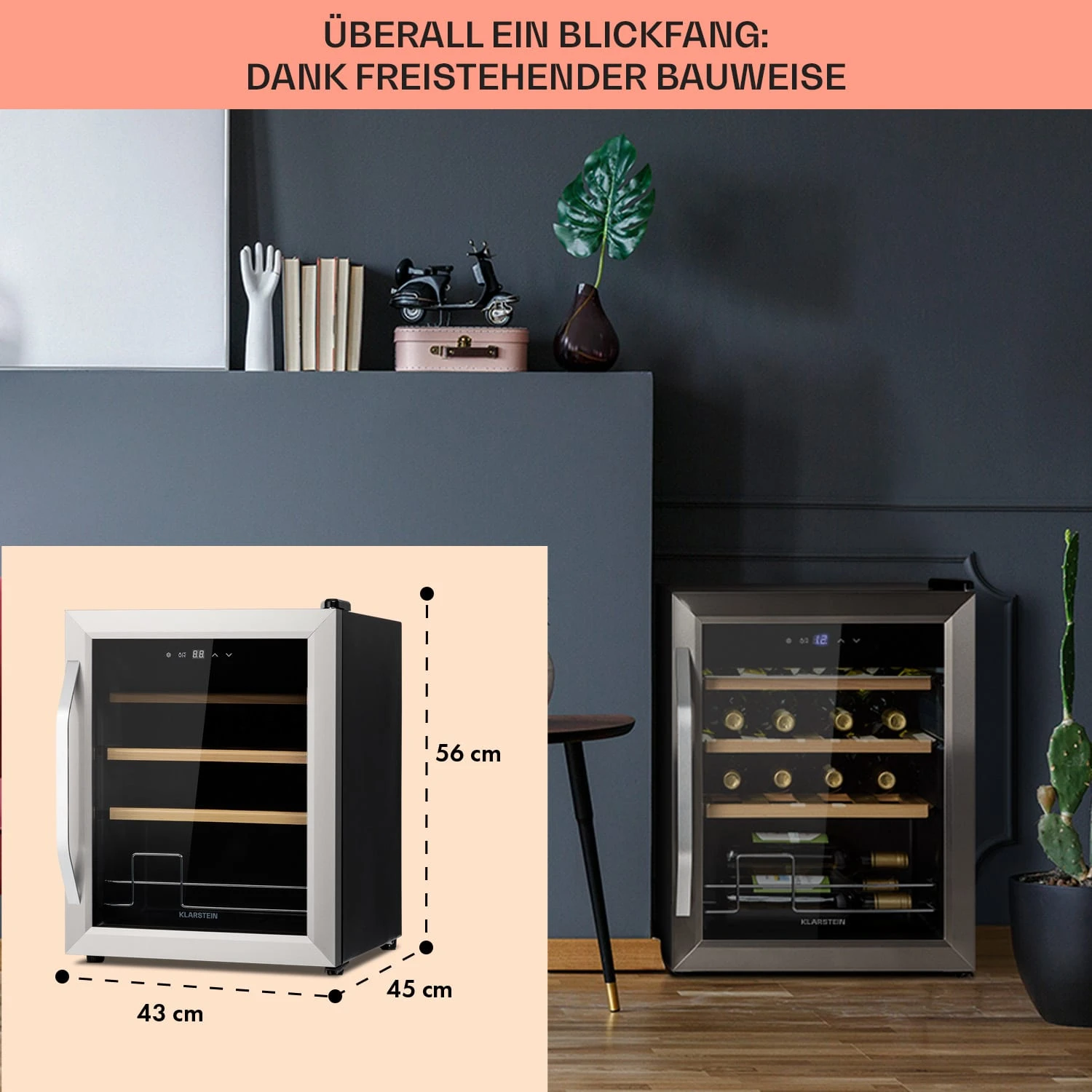 Vinamour 16 Uno Weinkühlschrank 16Fl./42l 5-18°C 41dB Glas – Bild 6