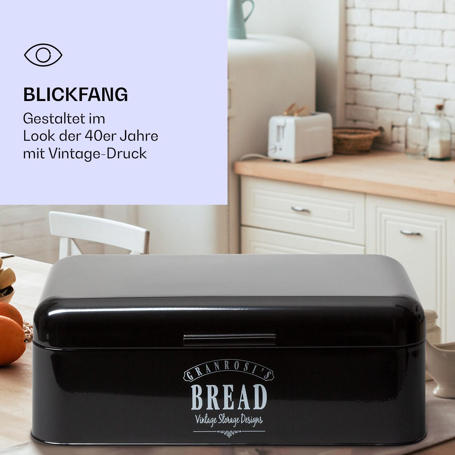 Delaware Brotkasten Metall 42 X 16 X 24,5 Cm Klappdeckel Lüftungslöcher – Bild 4