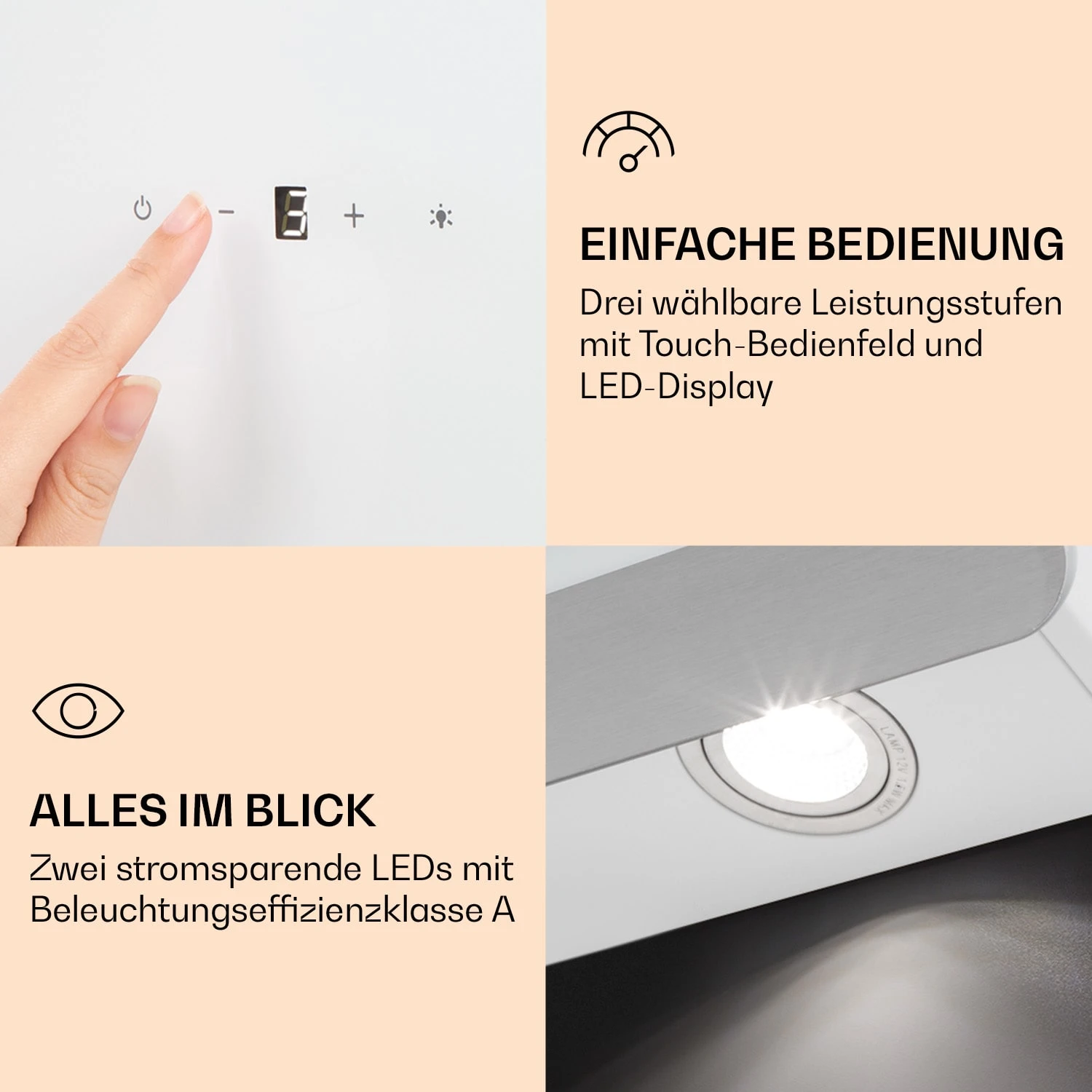 Aurora Eco 90 Dunstabzugshaube 550 M³/h 90cm Kopffrei Ambientelicht – Bild 5