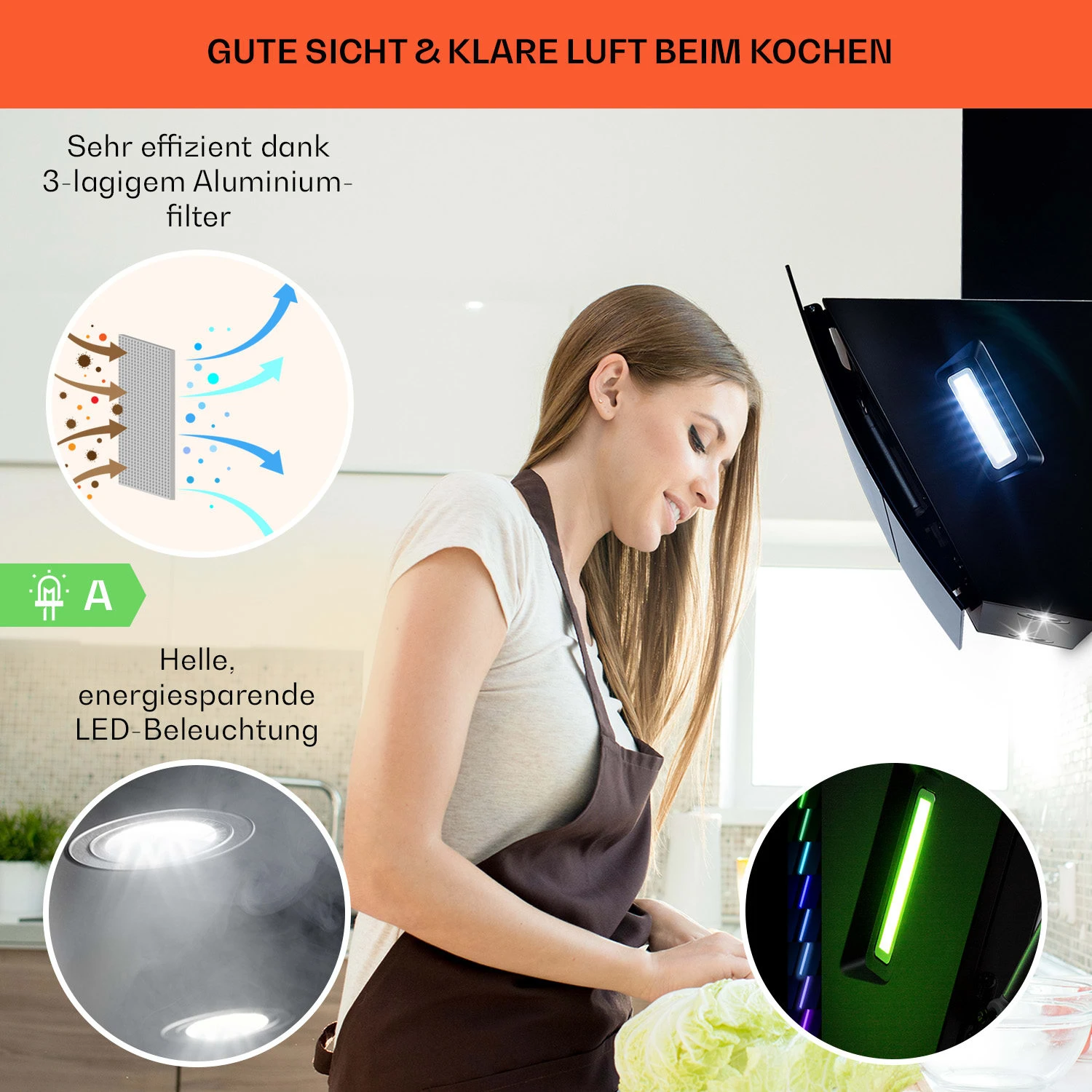 Clara 60 Dunstabzugshaube Glas 509 M³/h Touch Ambiente-Licht – Bild 4