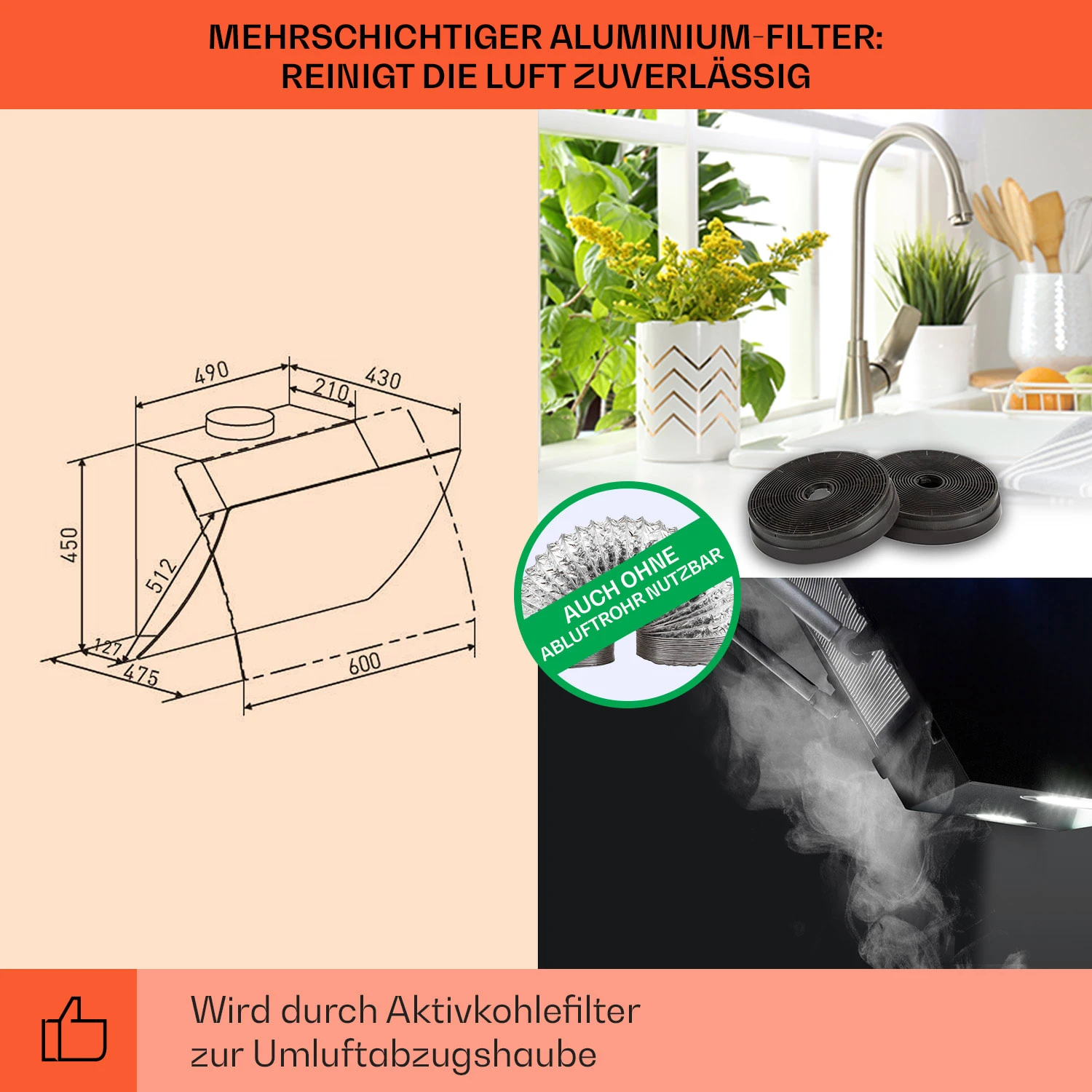 Clara 60 Dunstabzugshaube Glas 509 M³/h Touch Ambiente-Licht – Bild 5