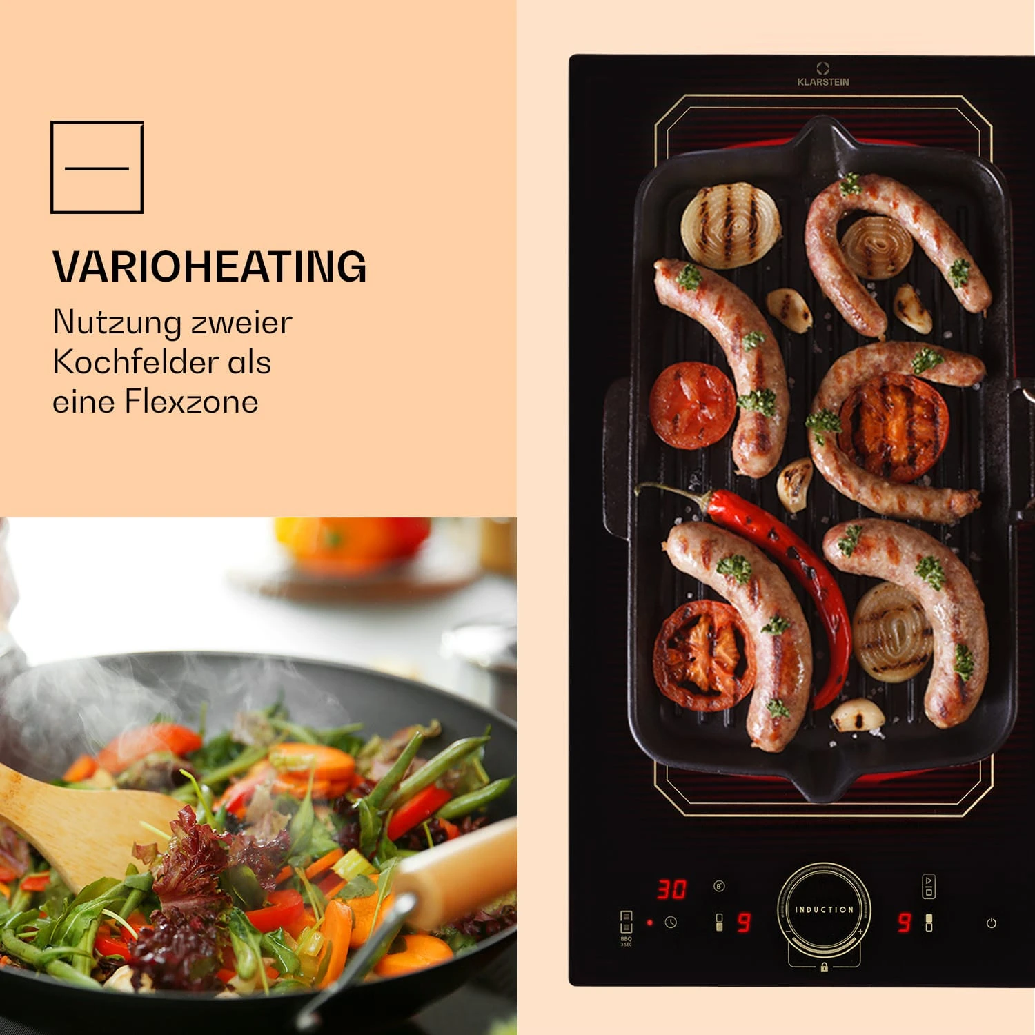 Victoria Domino Induktionskochfeld Einbau 3500W Flexzone Timer – Bild 3