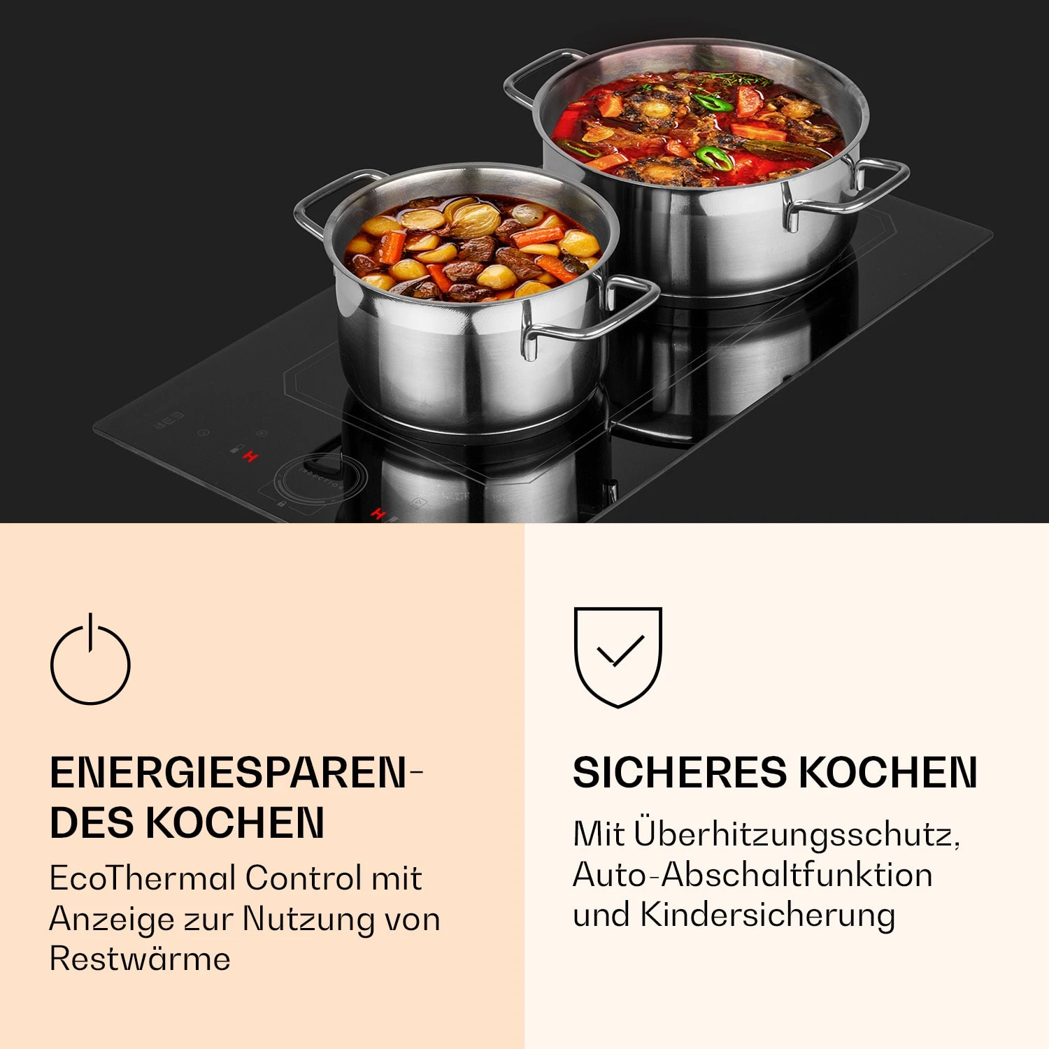 Victoria Domino Induktionskochfeld Einbau 3500W Flexzone Timer – Bild 5