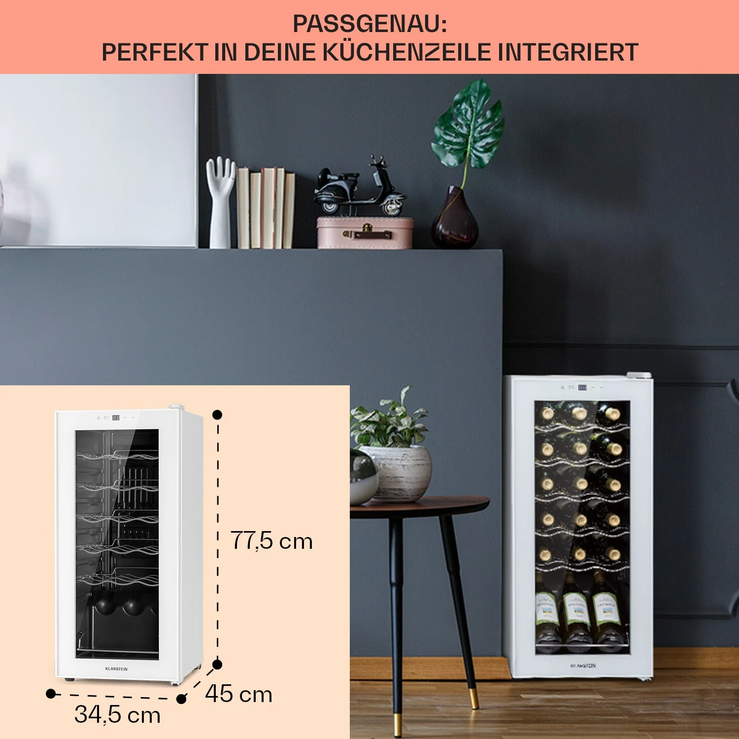 Shiraz 18 Slim Uno Weinkühlschrank 50l 18Fl Touch-Bedienfeld 5-18°C – Bild 6