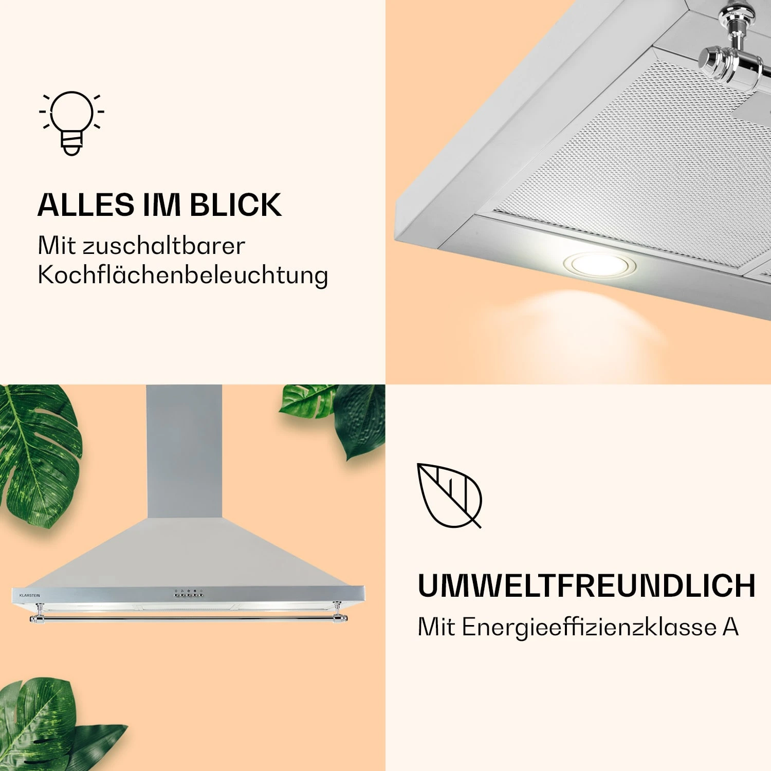 Montblanc 90 Dunstabzugshaube 610m³/h 165W 2x1,5W LED Reling – Bild 3
