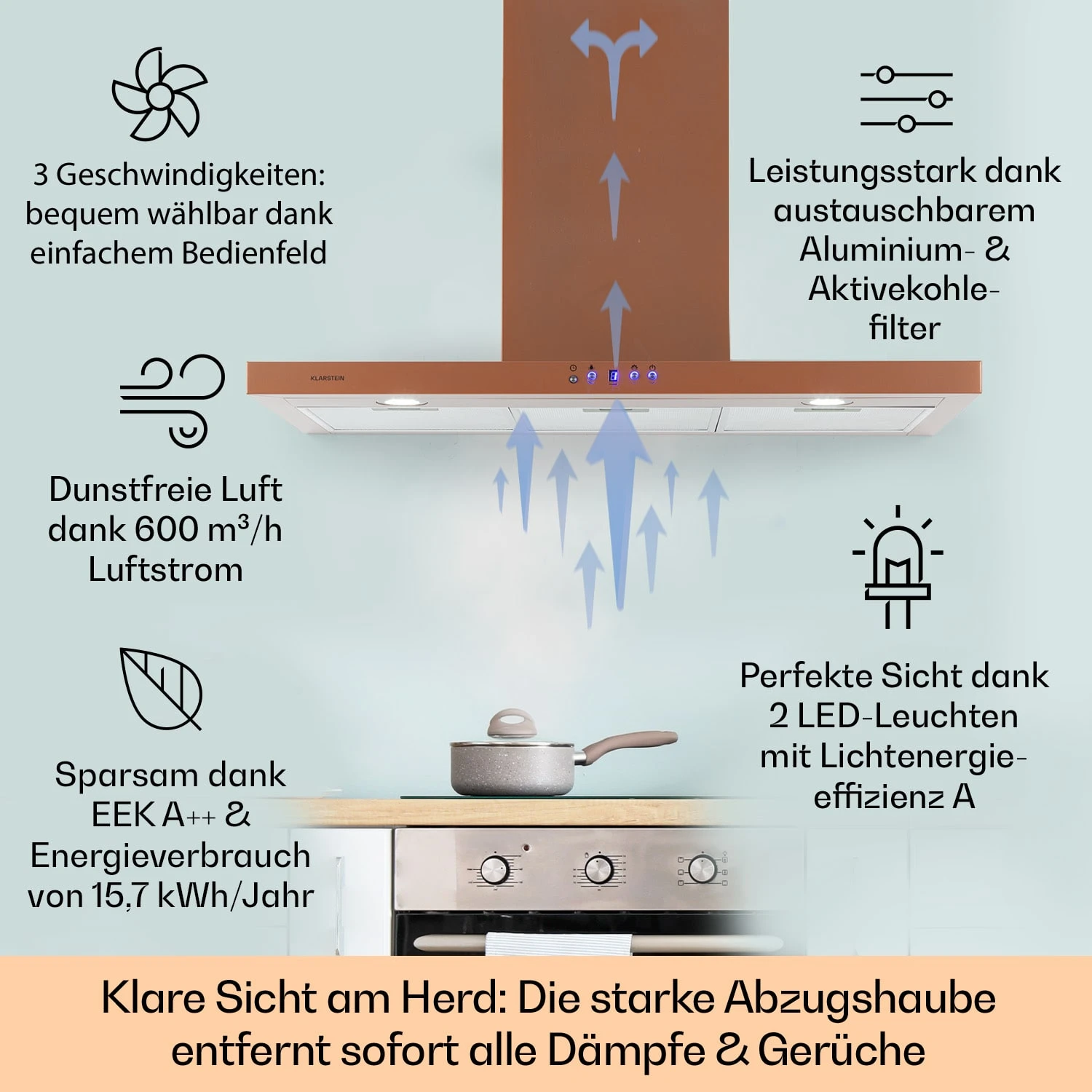 Limelight Dunstabzugshaube 90cm Wandhaube 600m³/h – Bild 2