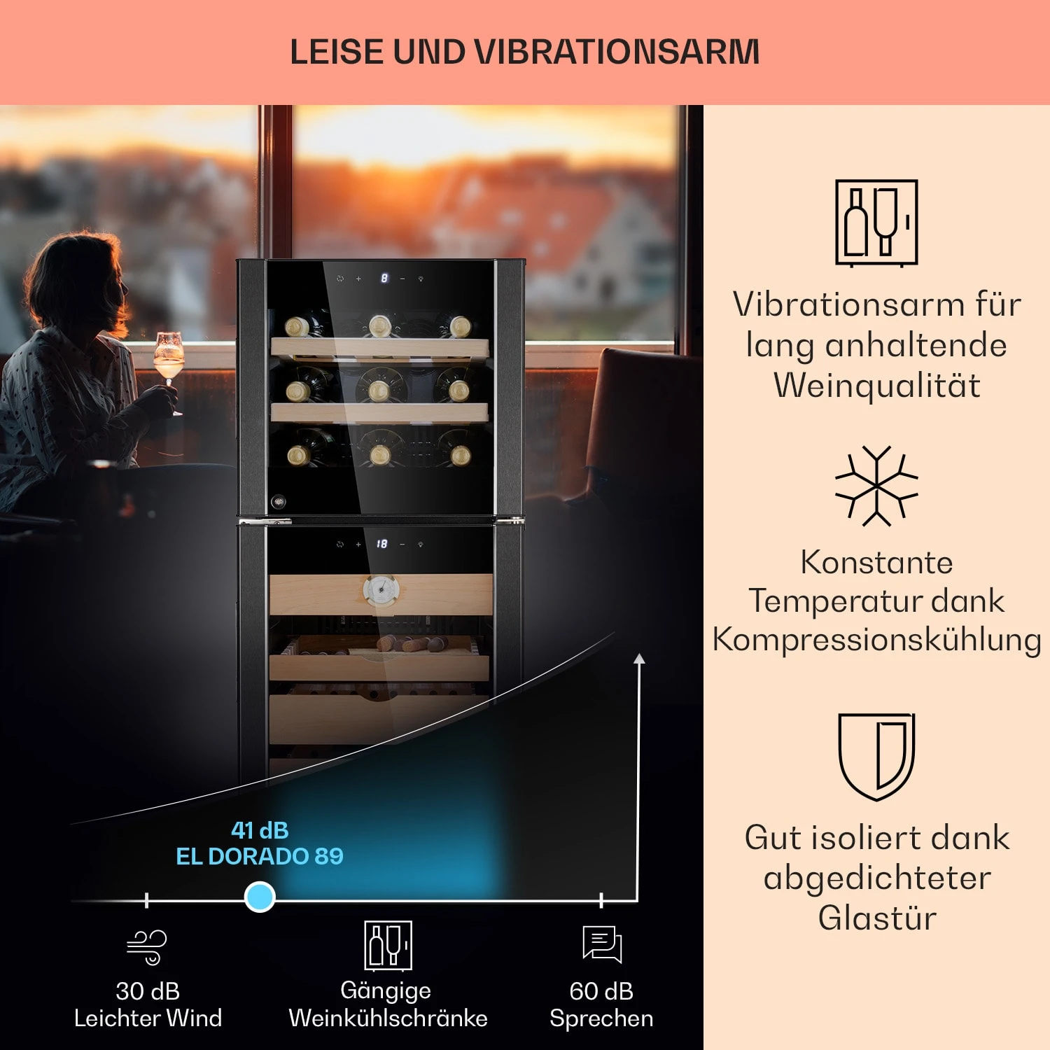 El Dorado 89 Humidor & Weinkühlschrank Touch 89L LED – Bild 3