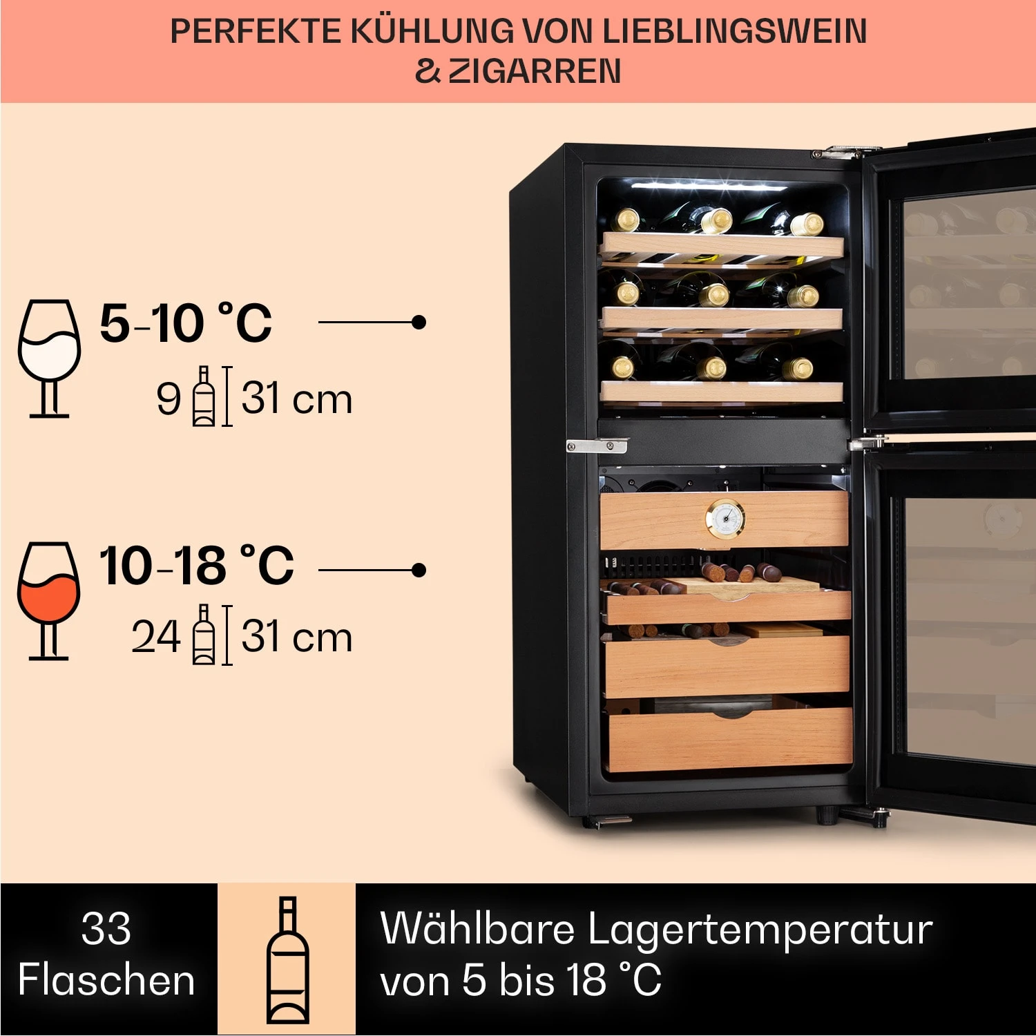 El Dorado 89 Humidor & Weinkühlschrank Touch 89L LED – Bild 4