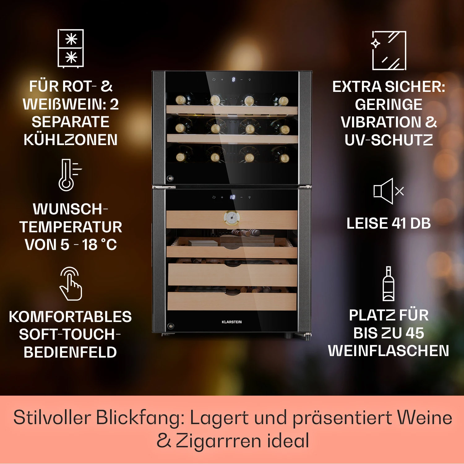 El Dorado 108 Humidor & Weinkühlschrank Touch 108L LED – Bild 2