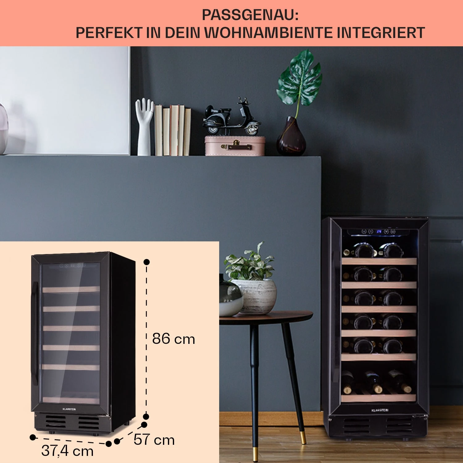 Vinovilla 29 Built-In Weinkühlschrank 81 L / 29 Fl. 1 Zone Glastür Edelstahl – Bild 6