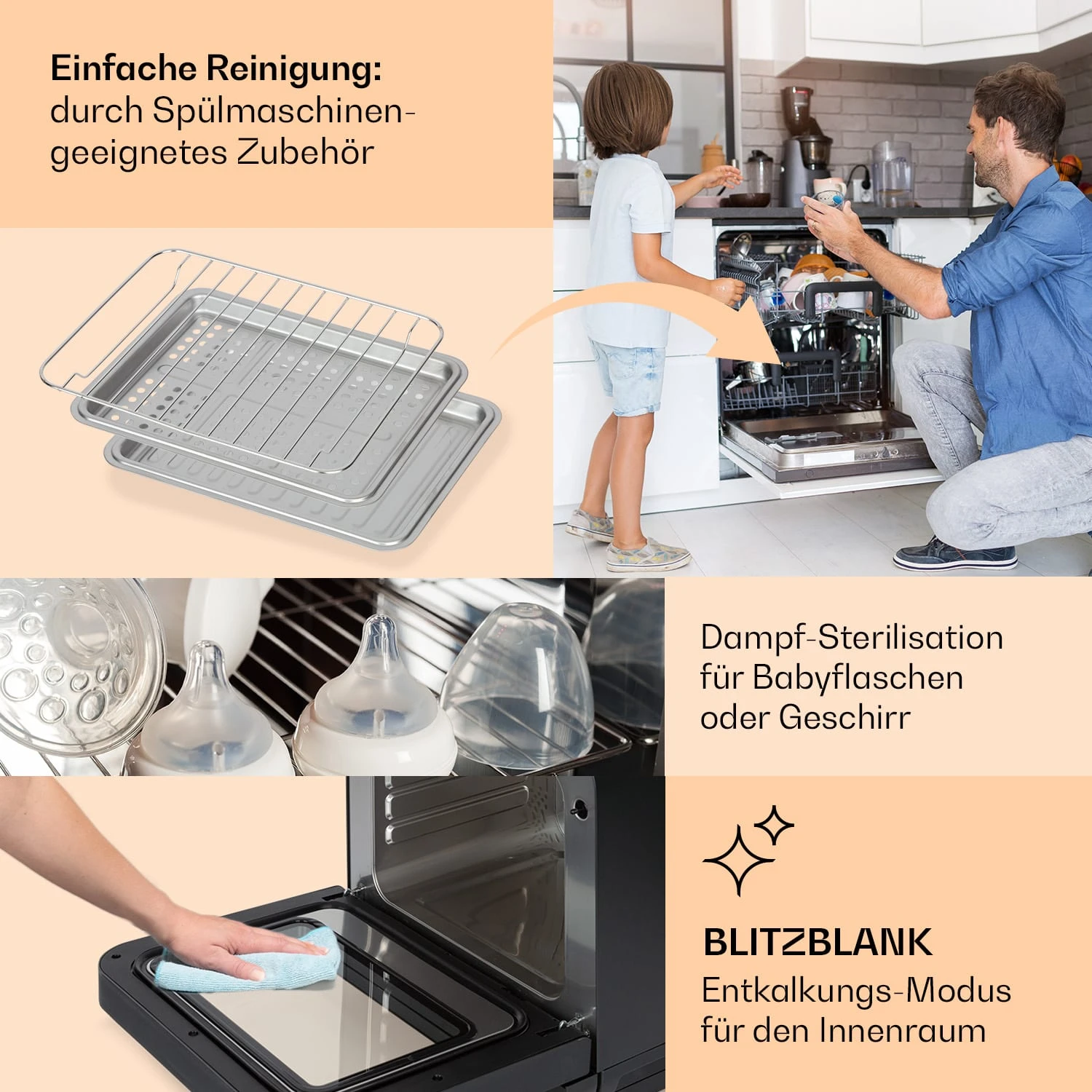 Vita Pro Heißluftfritteuse Dampfgaren 2450 W 18 Ltr 800 Ml Wassertank – Bild 5