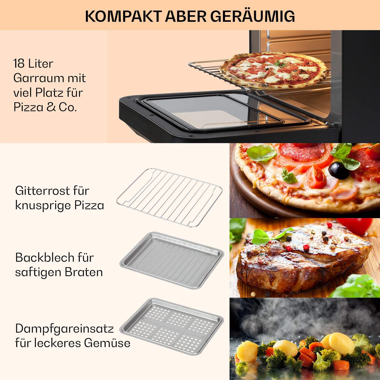 Vita Pro Heißluftfritteuse Dampfgaren 2450 W 18 Ltr 800 Ml Wassertank – Bild 6