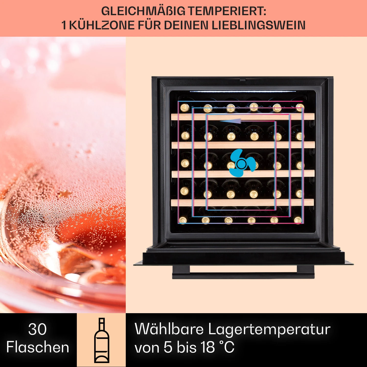 Vinsider 30 Built-In Uno Einbau-Weinkühlschrank 30 Flaschen 77 Ltr Edelstahl – Bild 3