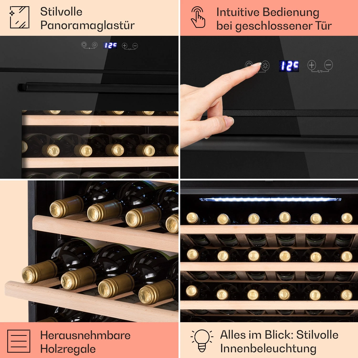 Vinsider 30 Built-In Uno Einbau-Weinkühlschrank 30 Flaschen 77 Ltr Edelstahl – Bild 5
