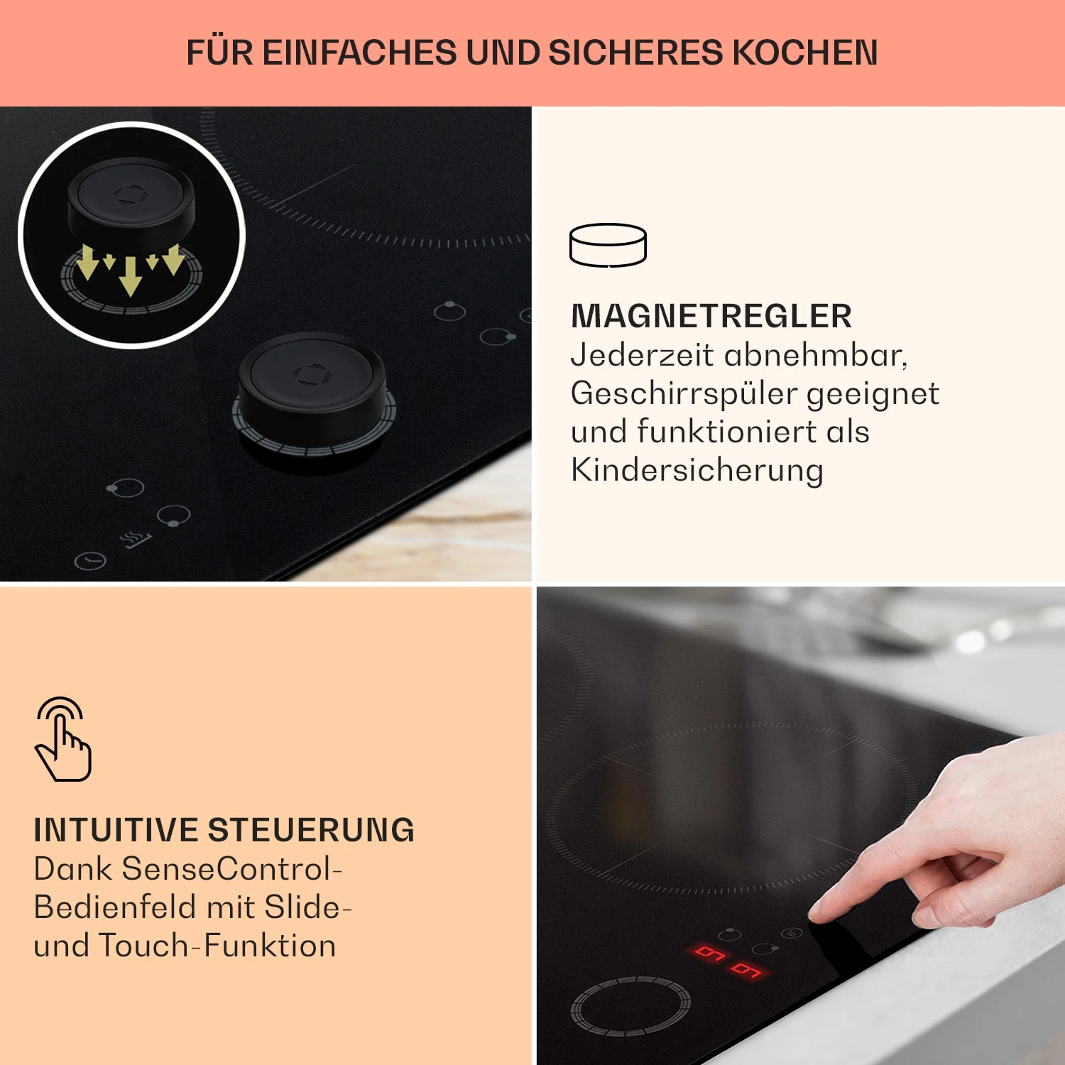 Magnichef 4 Einbaukochfeld Induktion 4 Zonen 7000W Glaskeramik – Bild 4