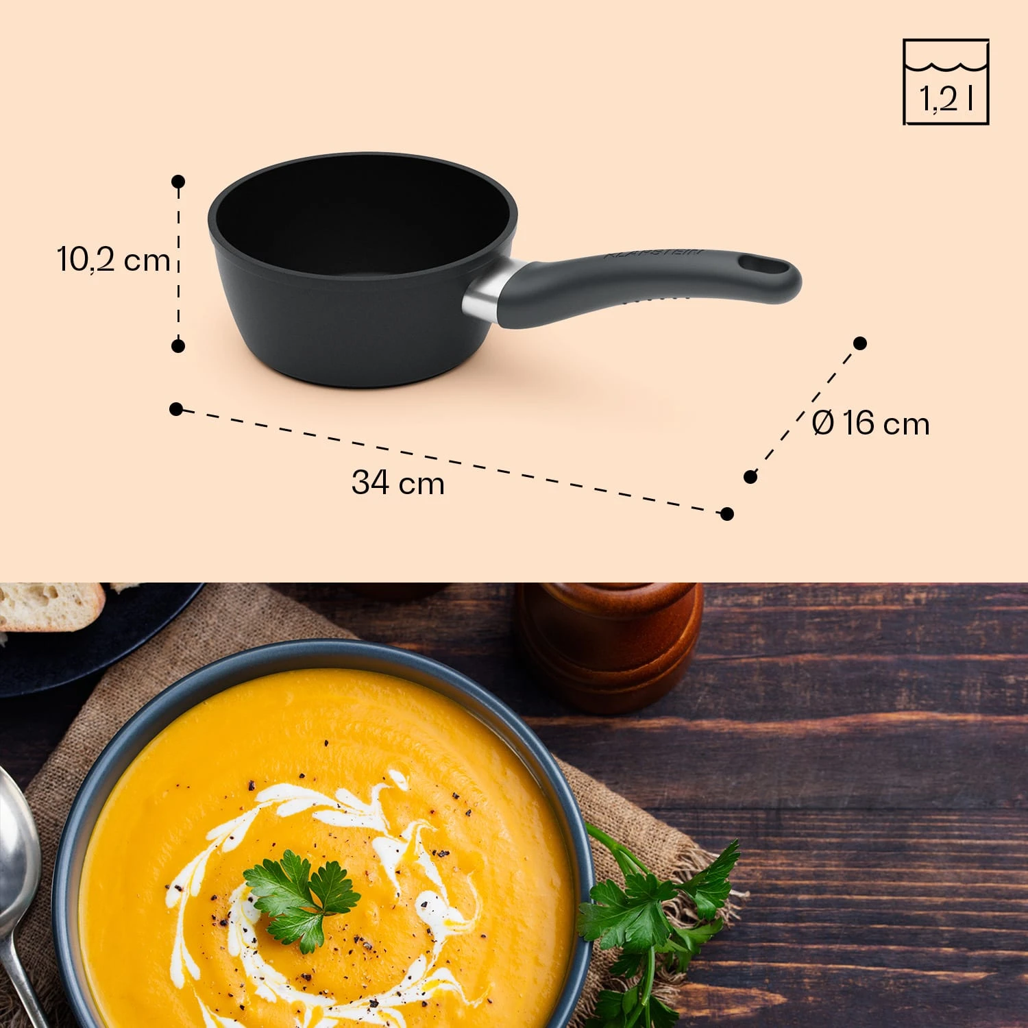 Noto Endurance Kasserolle Ø16cm Geschmiedetes Aluminium Induktion Antihaft – Bild 8