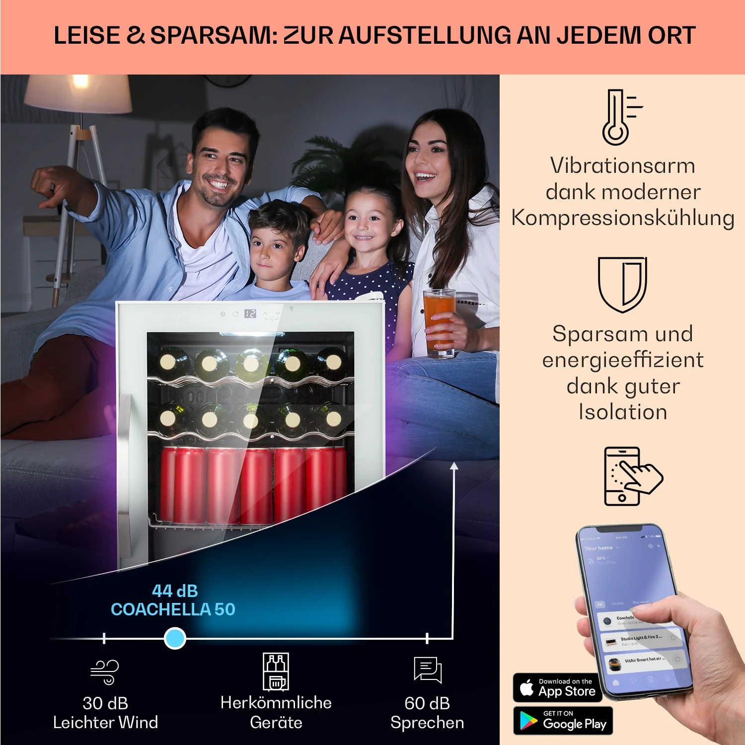Coachella 60 Kühlschrank 60 Liter WiFi-Funktion Hintergrundbeleuchtung – Bild 3
