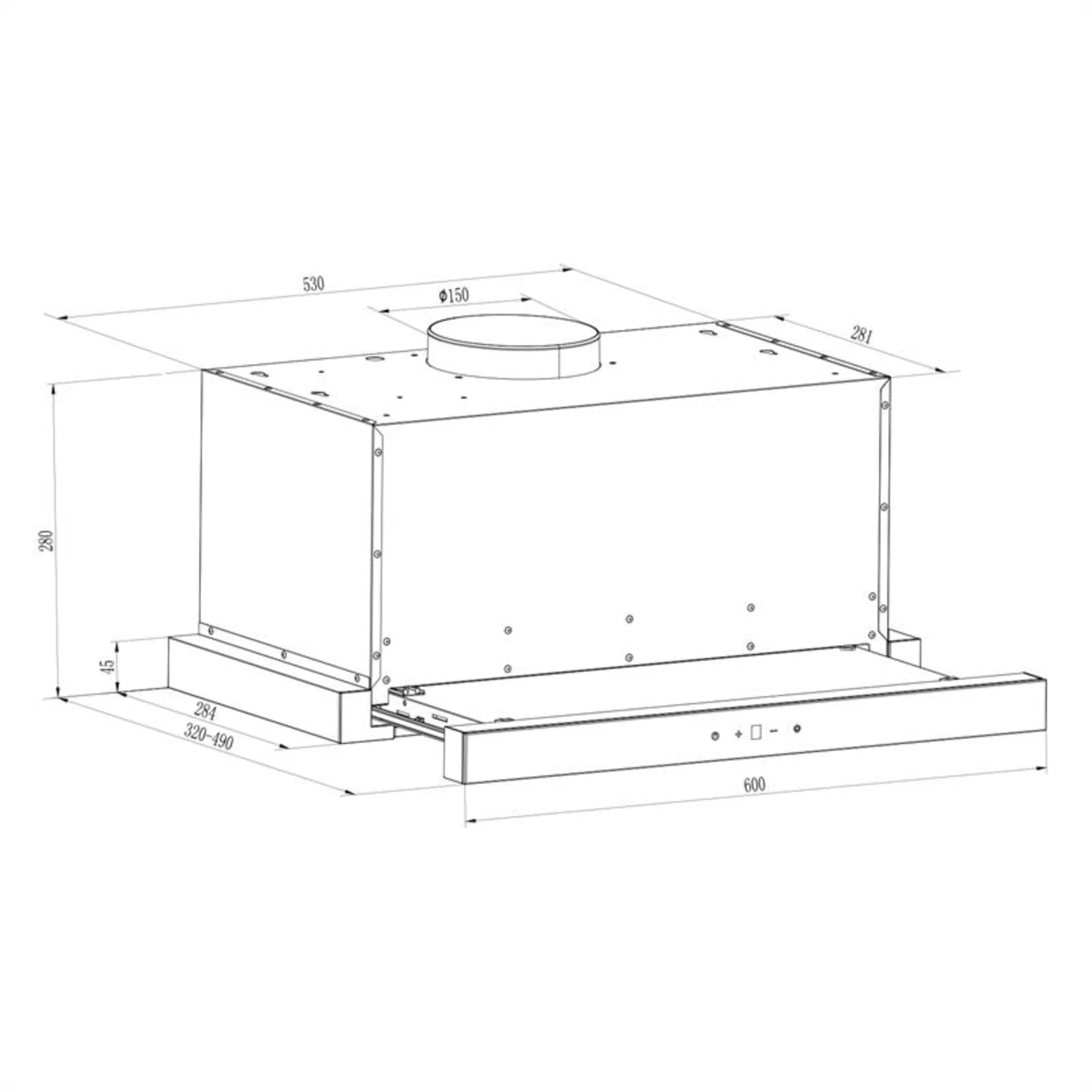 Vinea Dunstabzugshaube Umluftset 60cm 610m³/h Aktivkohlefilter Silber – Bild 8