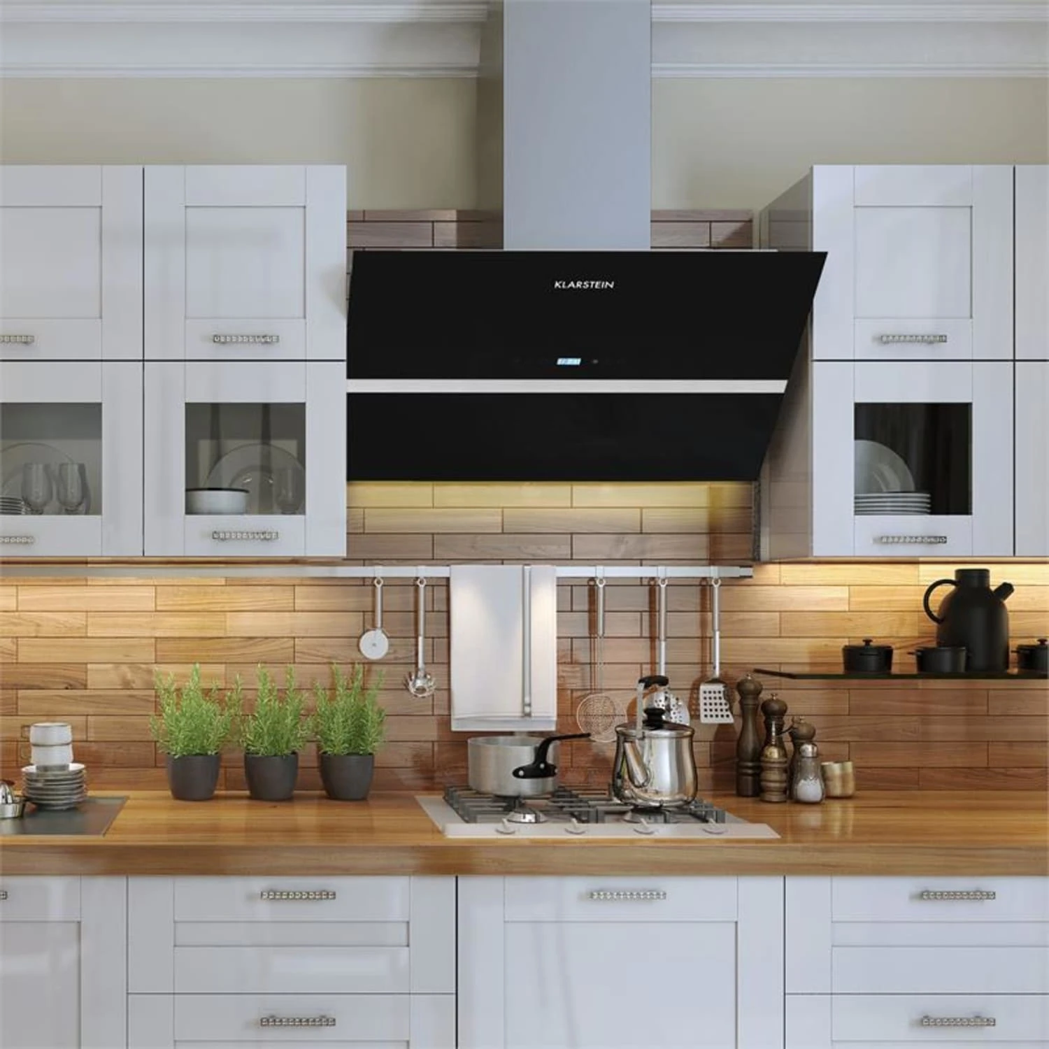 Aurea VII Dunstabzugshaube Umluftset 90cm Aktivkohlefilter Schwarz – Bild 3