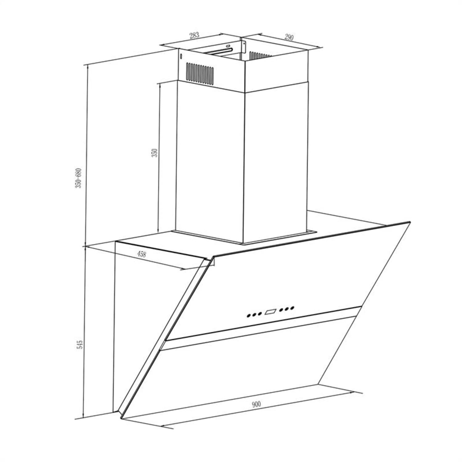 Aurea VII Dunstabzugshaube Umluftset 90cm Aktivkohlefilter Schwarz – Bild 7