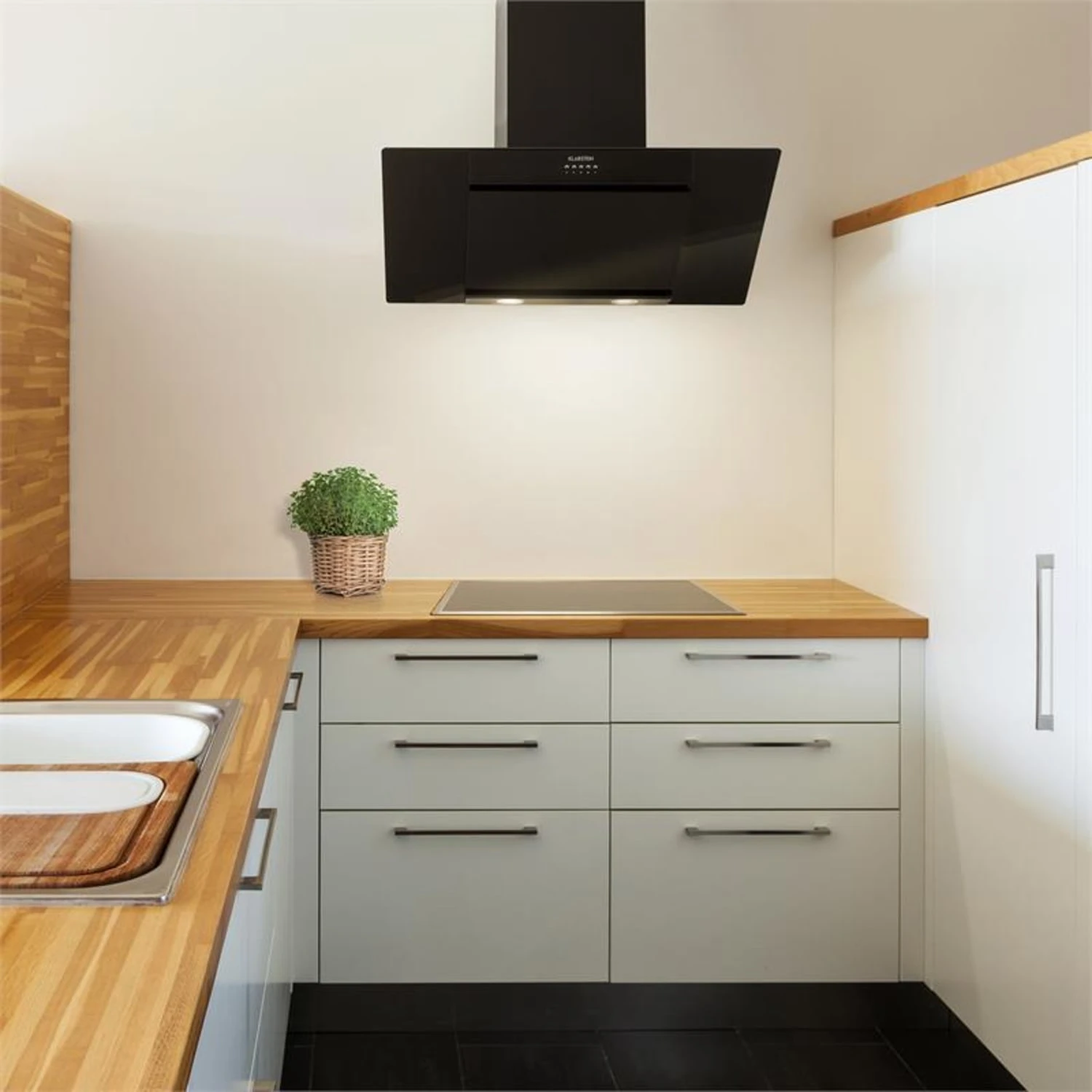 Zola Dunstabzugshaube Umluftset 90cm 635m³/h Aktivkohlefilter Schwarz – Bild 3