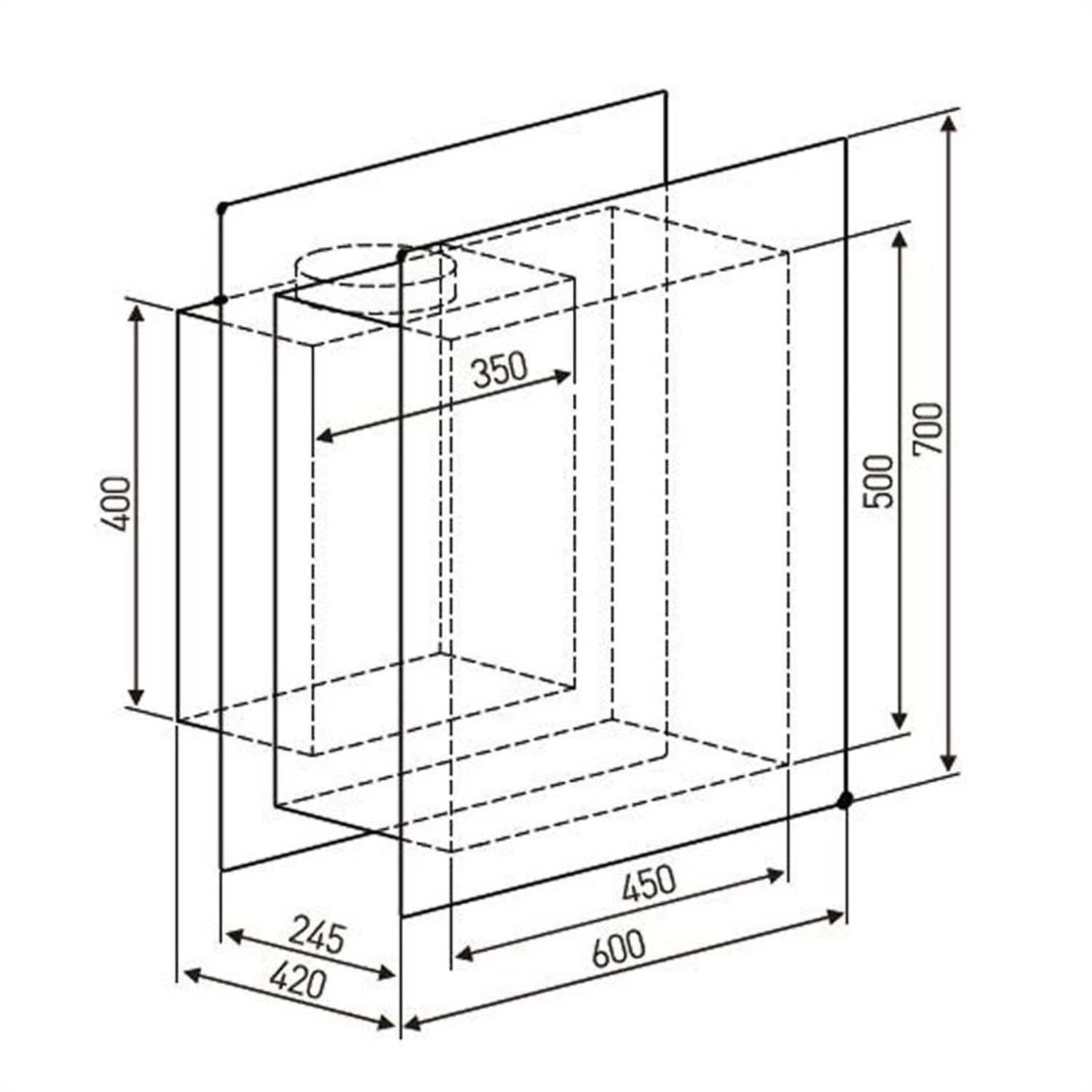 Karree Dunstabzugshaube Umluftset 60cm 640 M³/h LED Edelstahl Weiß – Bild 7