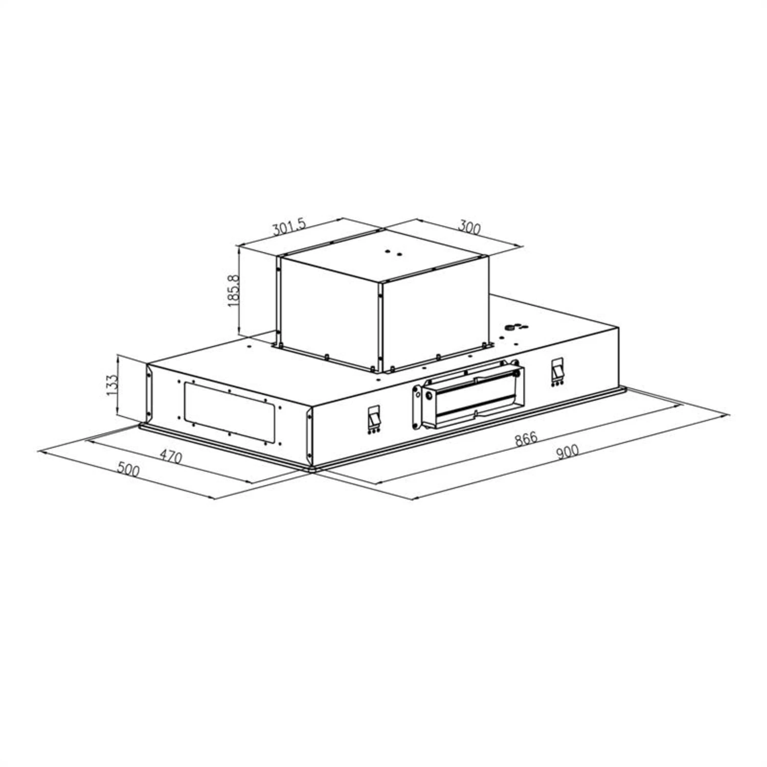Remy Dunstabzugshaube Umluftset 90cm 230W 620m³/h Schwarz – Bild 7