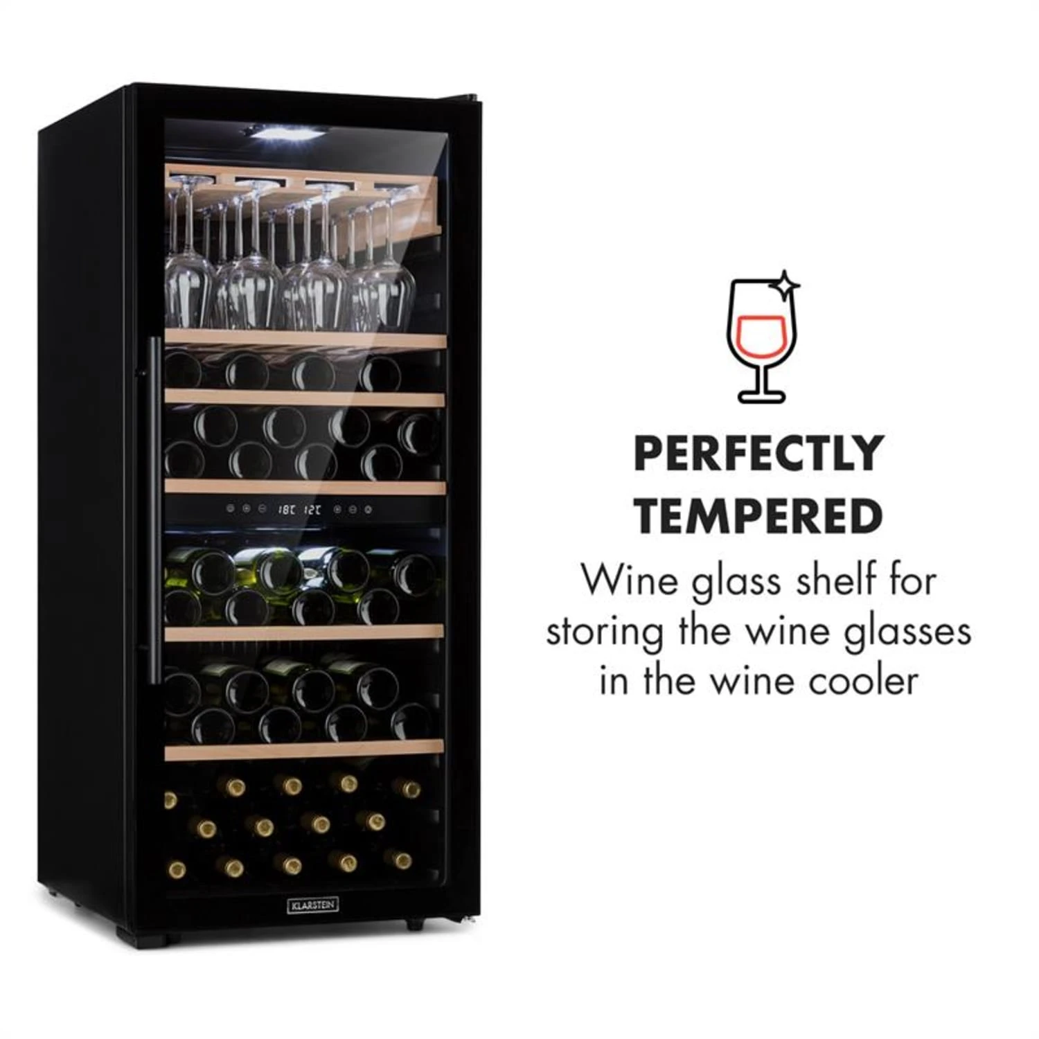 Barossa 102 Duo Weinkühlschrank-Set 2 Zonen 102 Fl. Weinglasregal – Bild 5