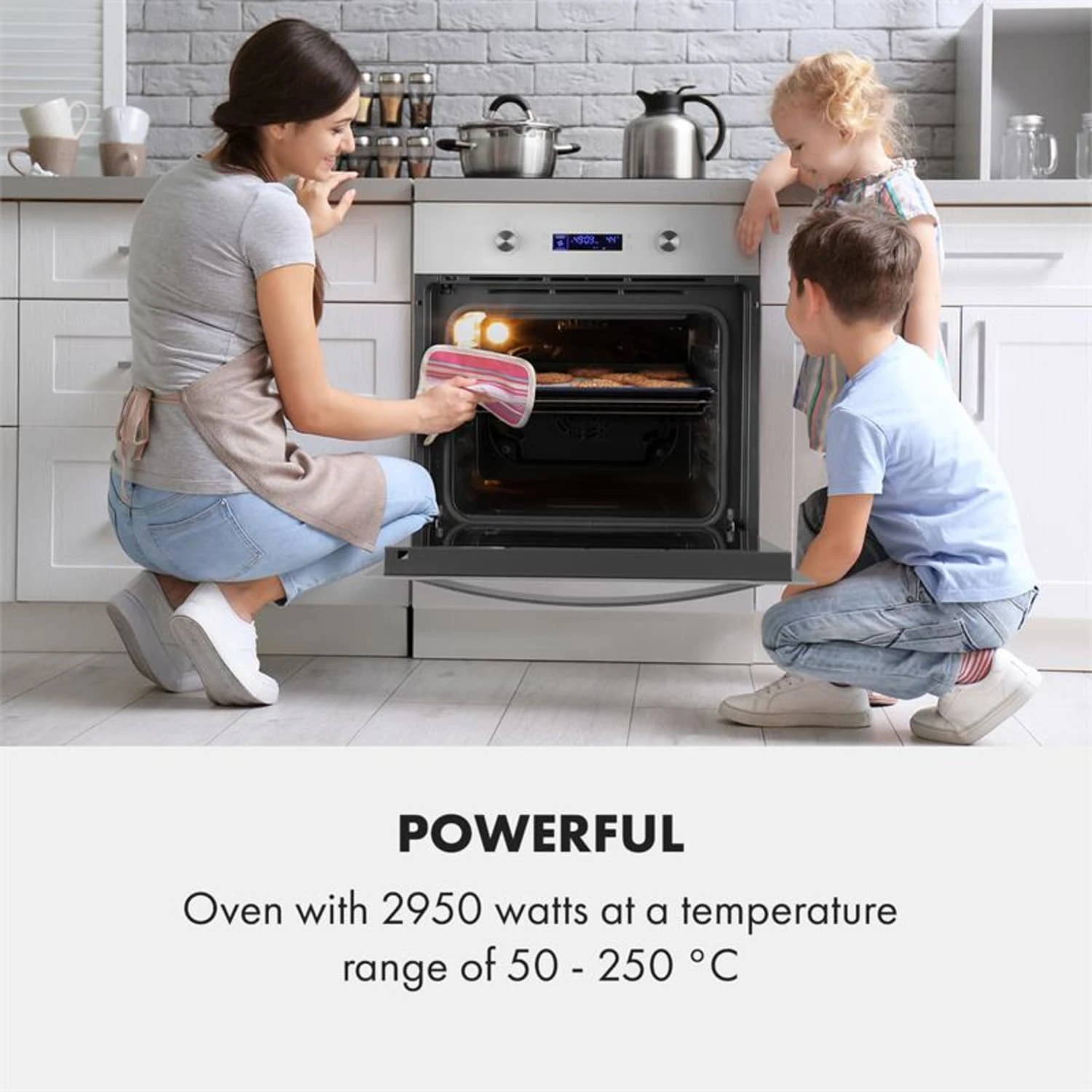 Gusteau Delicatessa Einbau-Ofen-Set Induktion 7000W 64Ltr Weiß Edelstahl – Bild 3