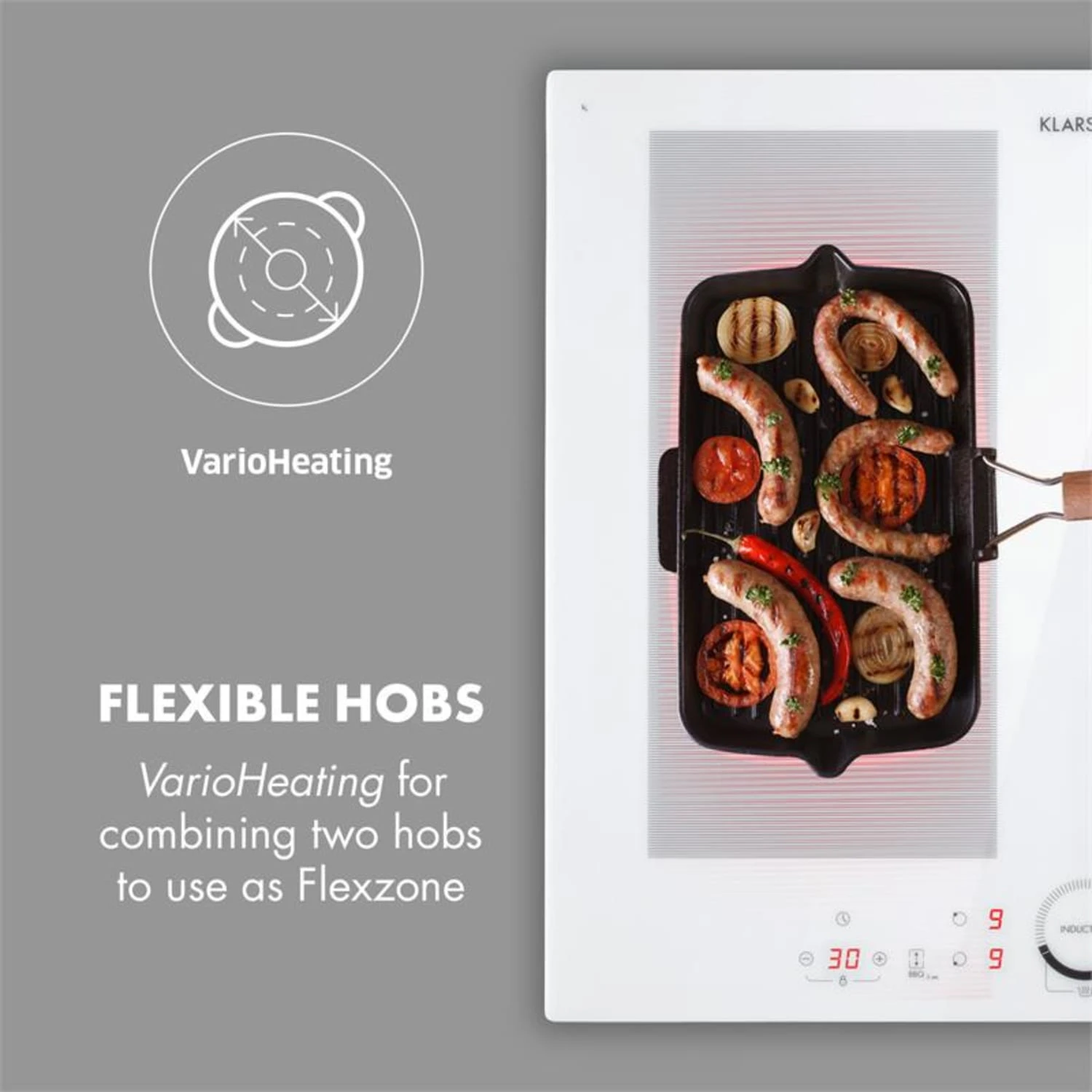 Gusteau Delicatessa Einbau-Ofen-Set Induktion 7000W 64Ltr Weiß Edelstahl – Bild 9